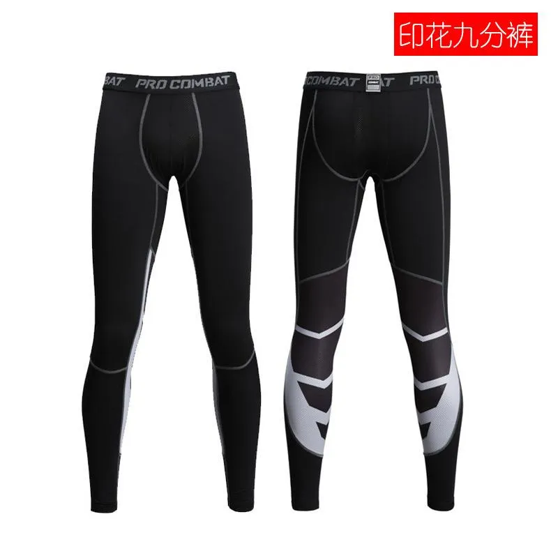 Fitness Long Pants Men Jogging Basketball Printed Fitted Ankle-Length Quick Dry Stretchable Quick-Drying Pants