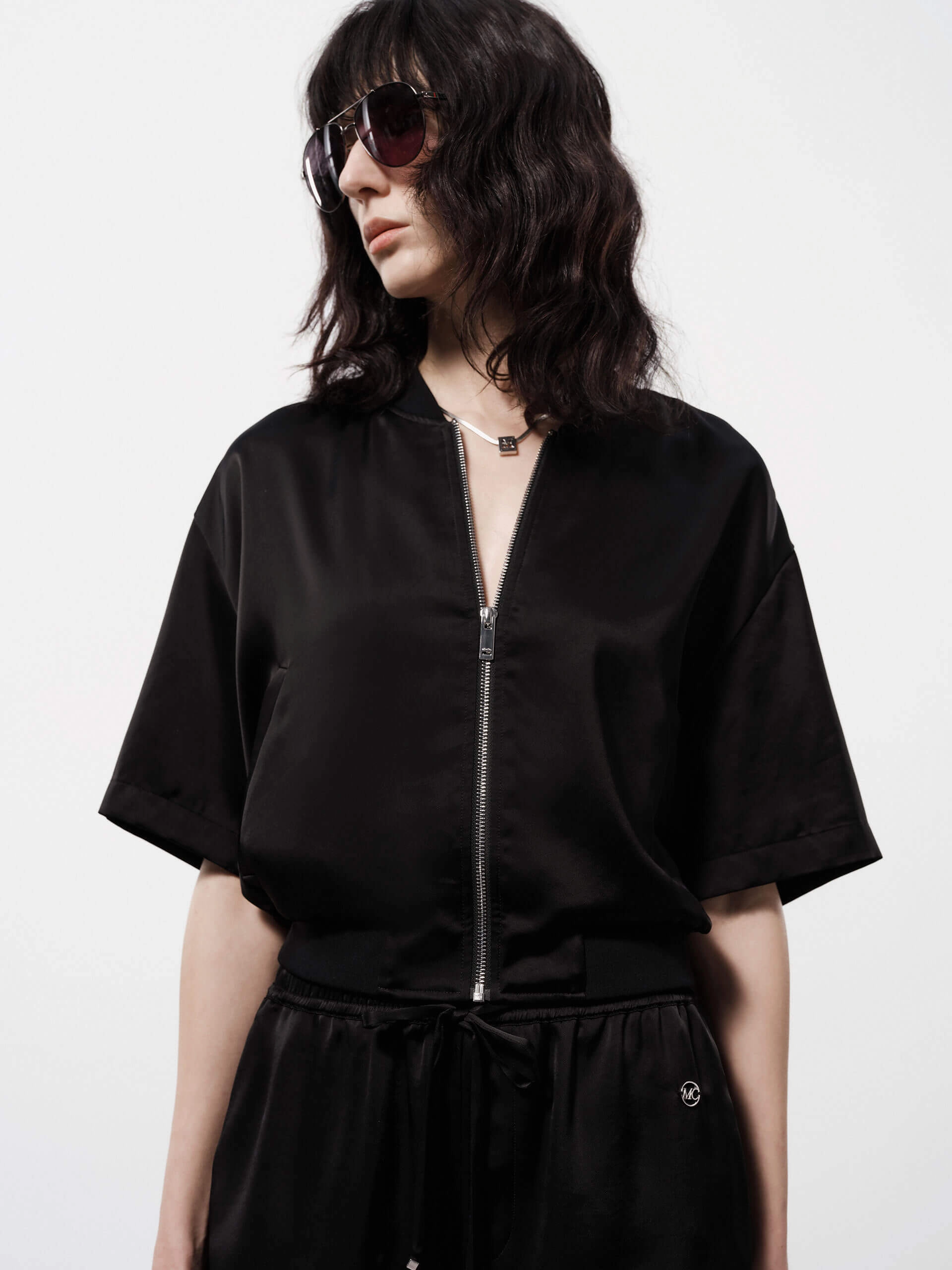 Fitted Satin Baseball Jacket Modern Layers Extra Layer Piece