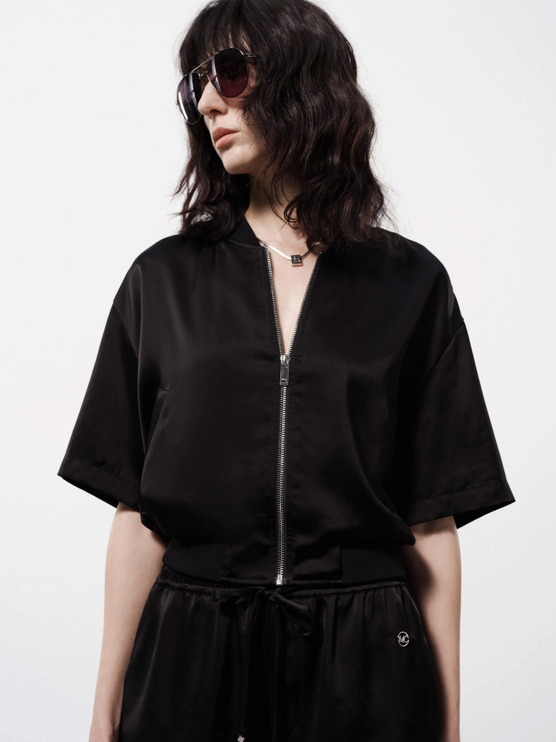 Comfy Street Piece Fitted Satin Baseball Jacket