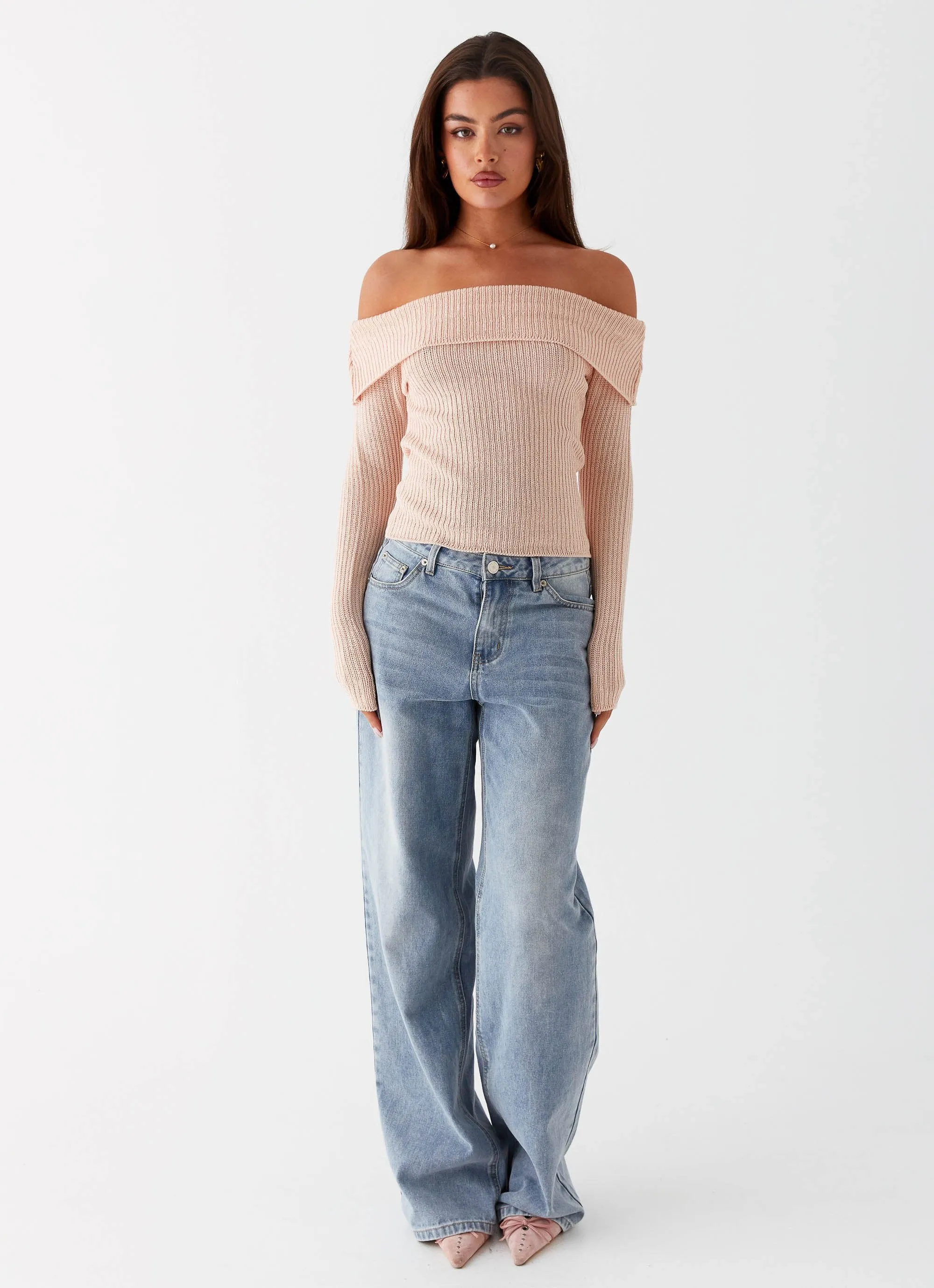 Recycled Polyester Blend Rina Long Sleeve Knit Top - Blush