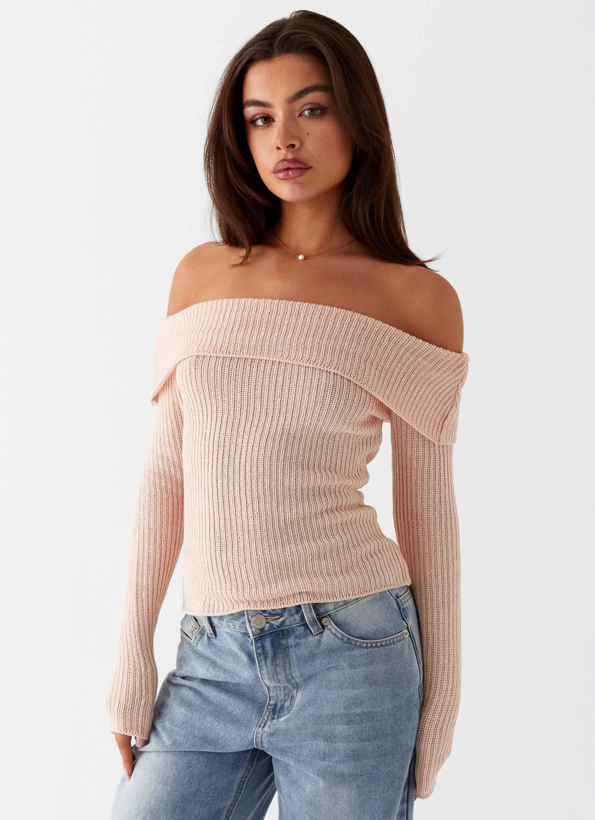 Comfortable Fabric Rina Long Sleeve Knit Top - Blush