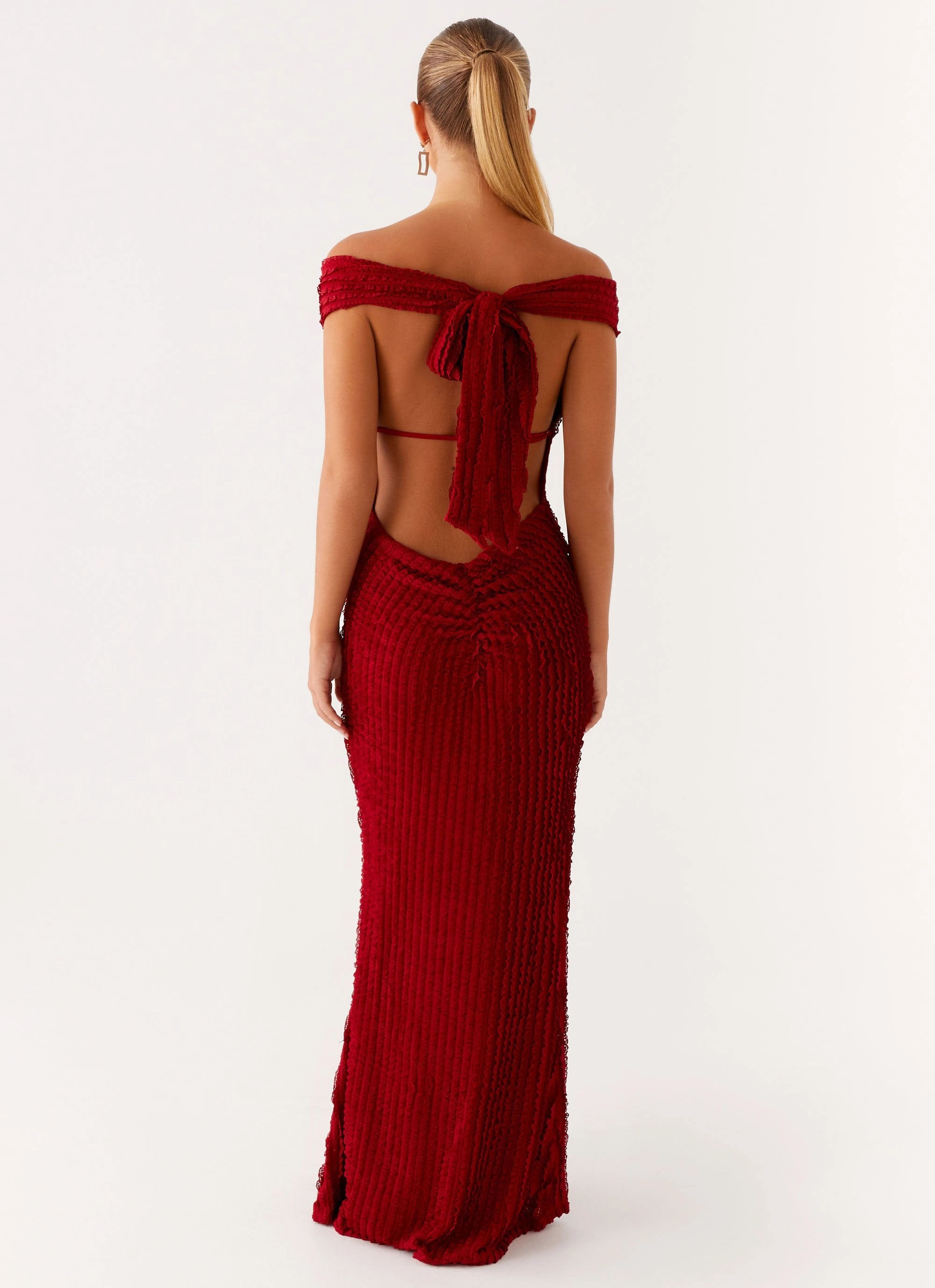 Chantelle Maxi Dress - Red Classic structured dress ContrastStitching