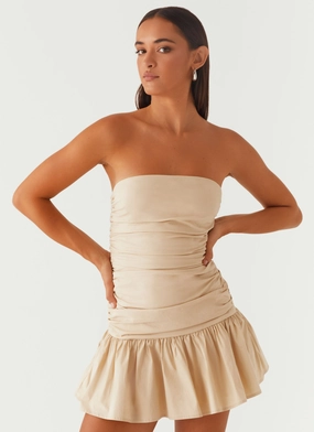 Minimalist feel Event Favorite Carmel Mini Dress - Ivory