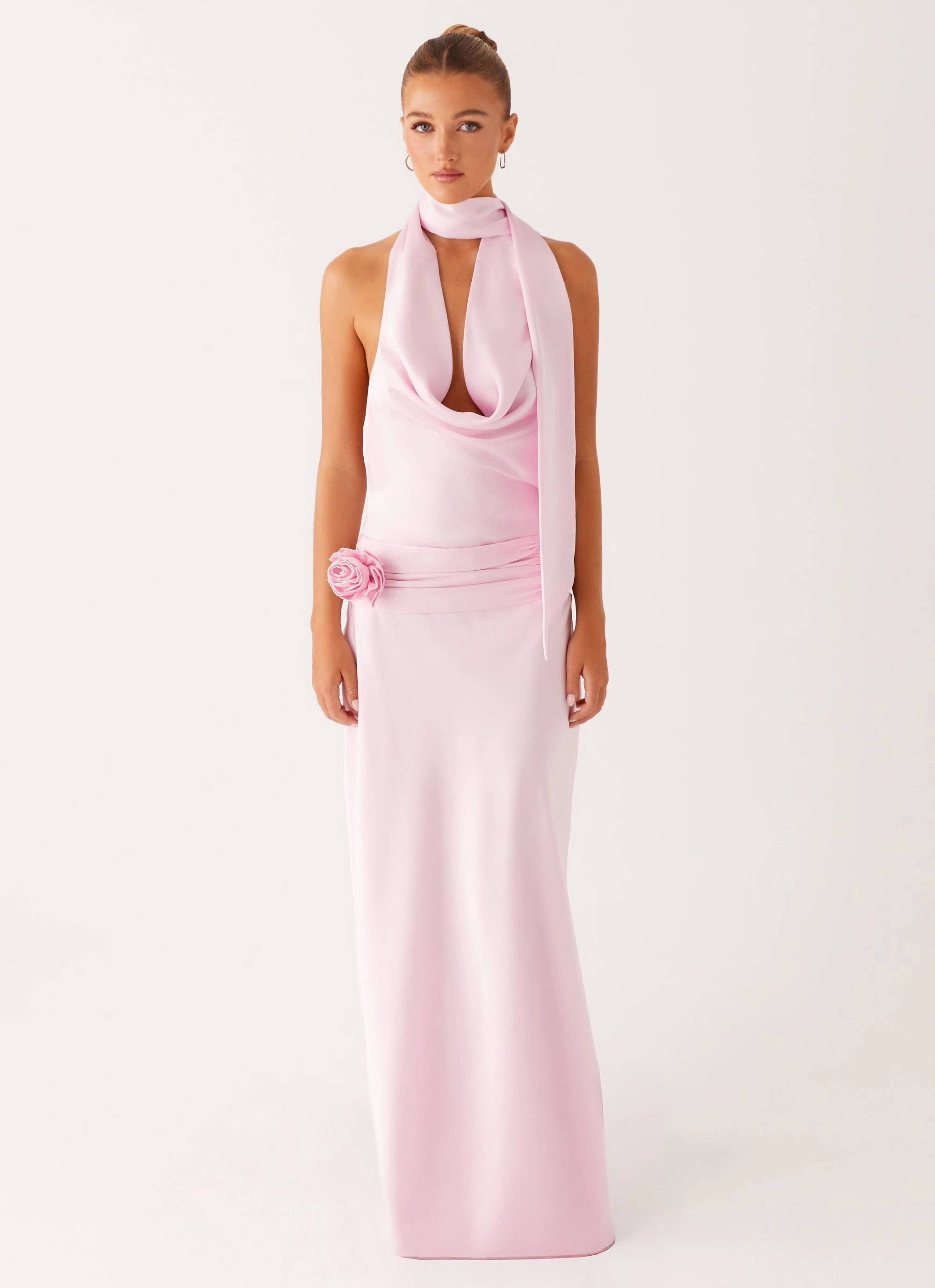 Imani Maxi Dress - Pink Gloss Accent Lace Detail