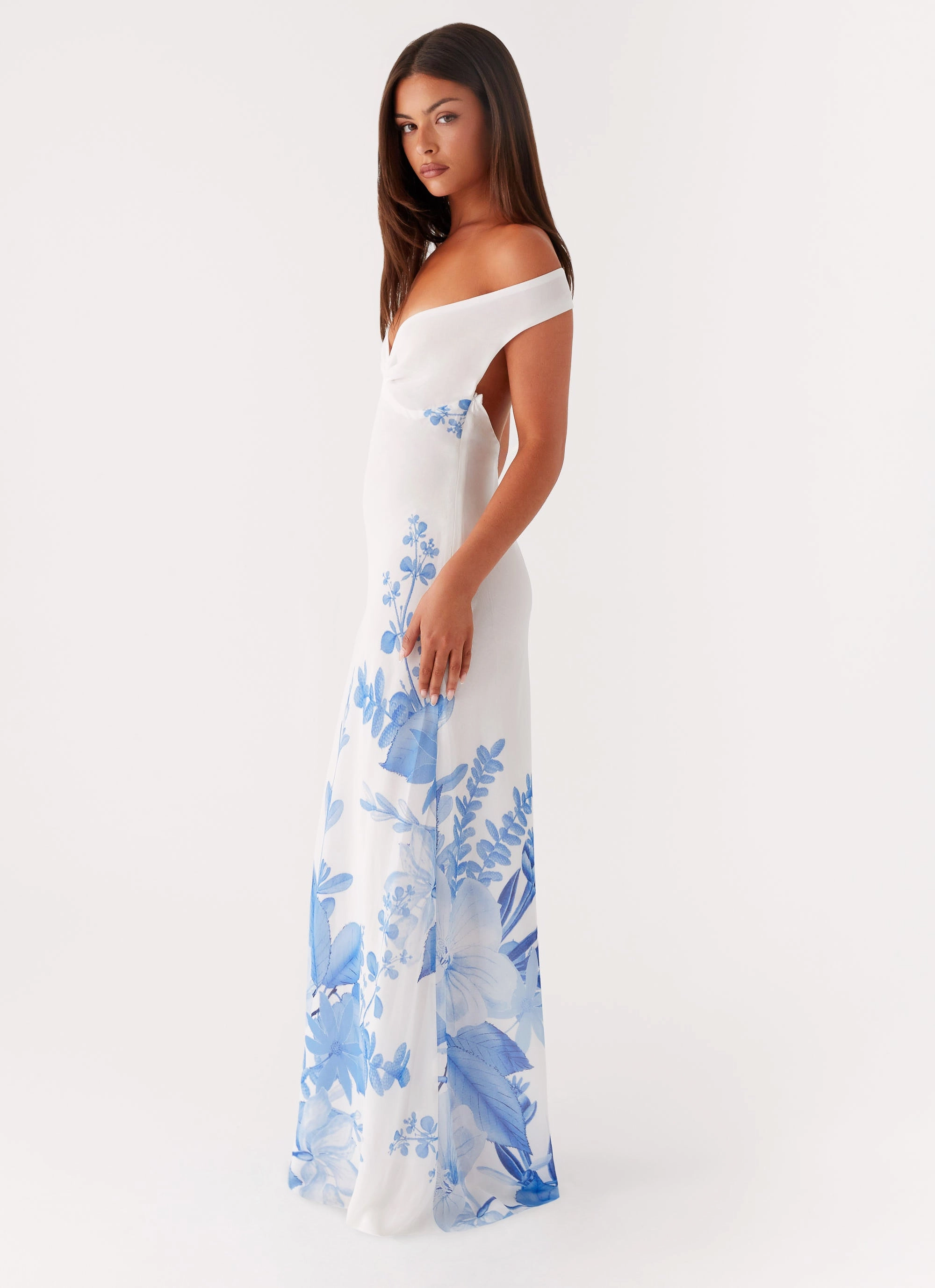 Krissa Maxi Dress - Blue Floral Fall Tone