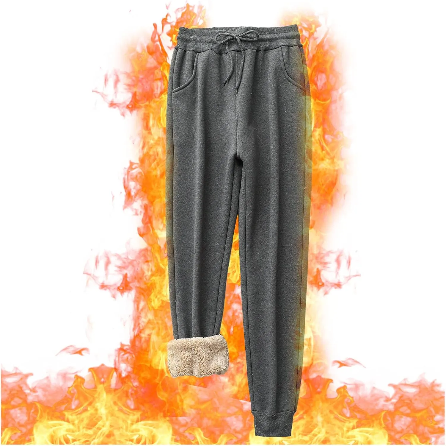 Fleece Sweatpants for Womens Sherpa Lined Pants Winter Warm Athletic Jogger Cozy Thermal Pants with Pockets