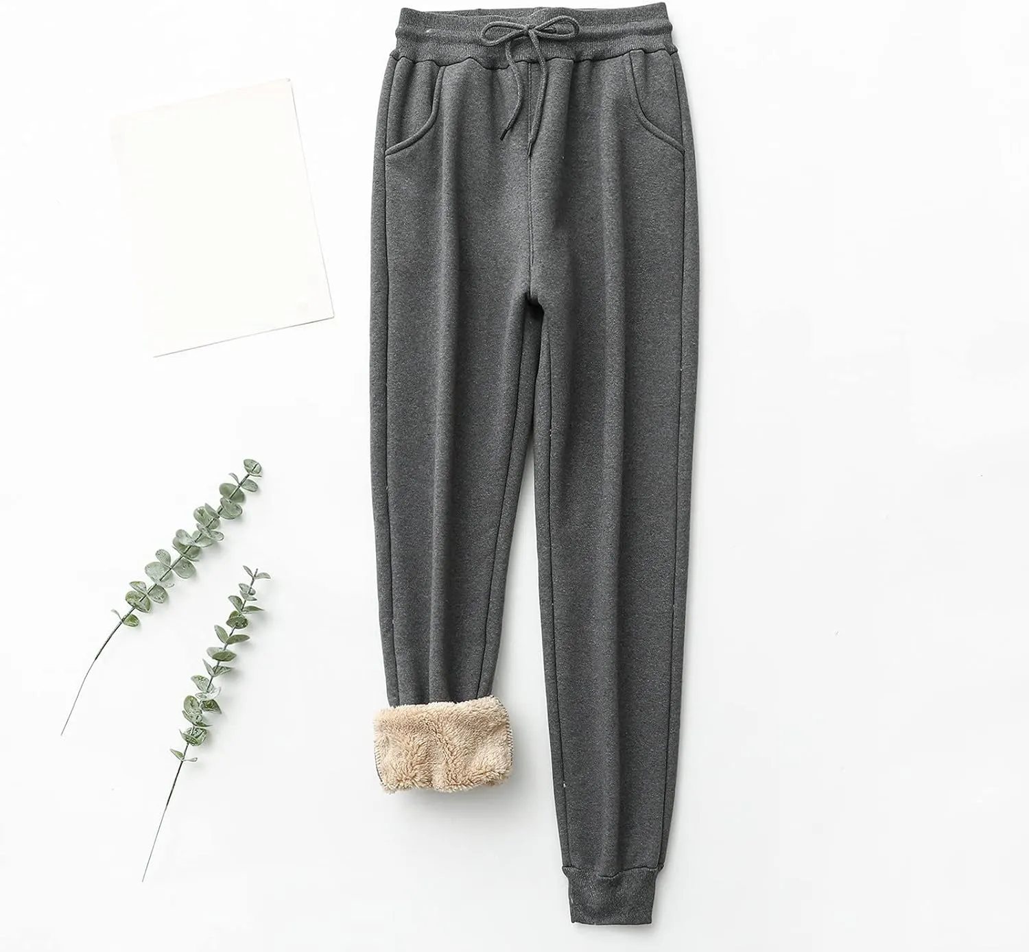 Fleece Sweatpants for Womens Sherpa Lined Pants Winter Warm Athletic Jogger Cozy Thermal Pants with Pockets