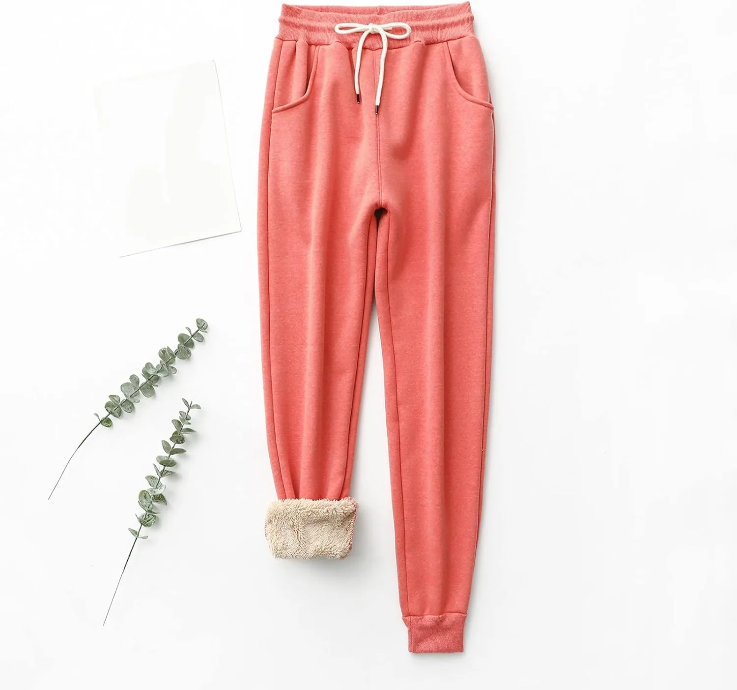Fleece Sweatpants for Womens Sherpa Lined Pants Winter Warm Athletic Jogger Cozy Thermal Pants with Pockets