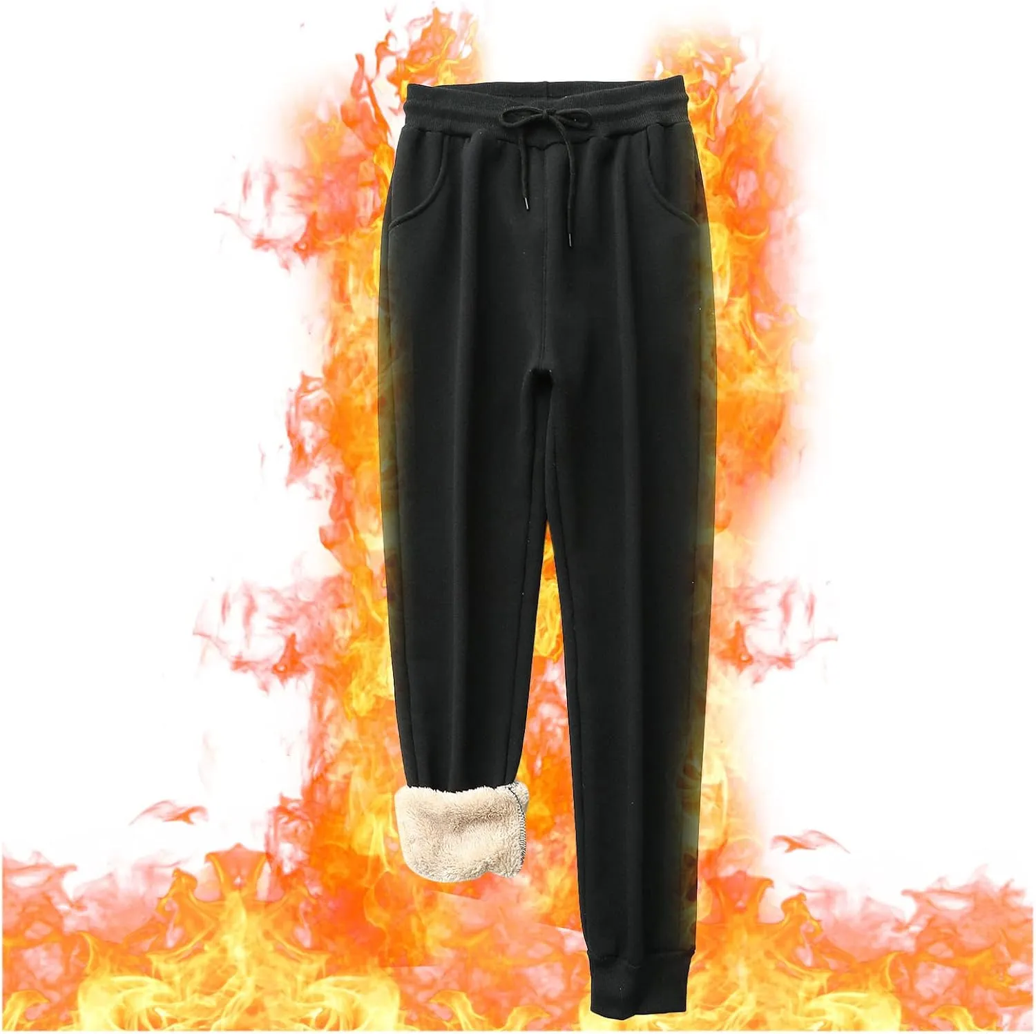Fleece Sweatpants for Womens Sherpa Lined Pants Winter Warm Athletic Jogger Cozy Thermal Pants with Pockets