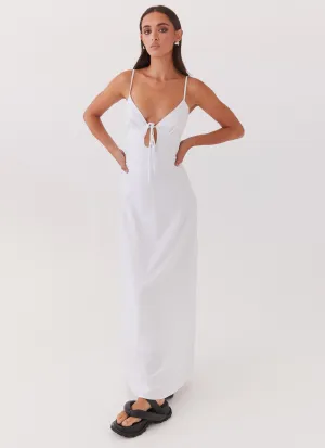 Flora Linen Maxi Dress - White Comfy Layer