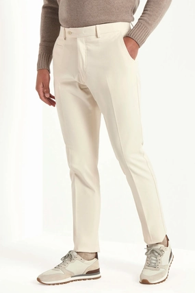 Off-white cotton and cashmere Garda trousers - Made in Italy Anti Bacterial Treatment Soft Comfort