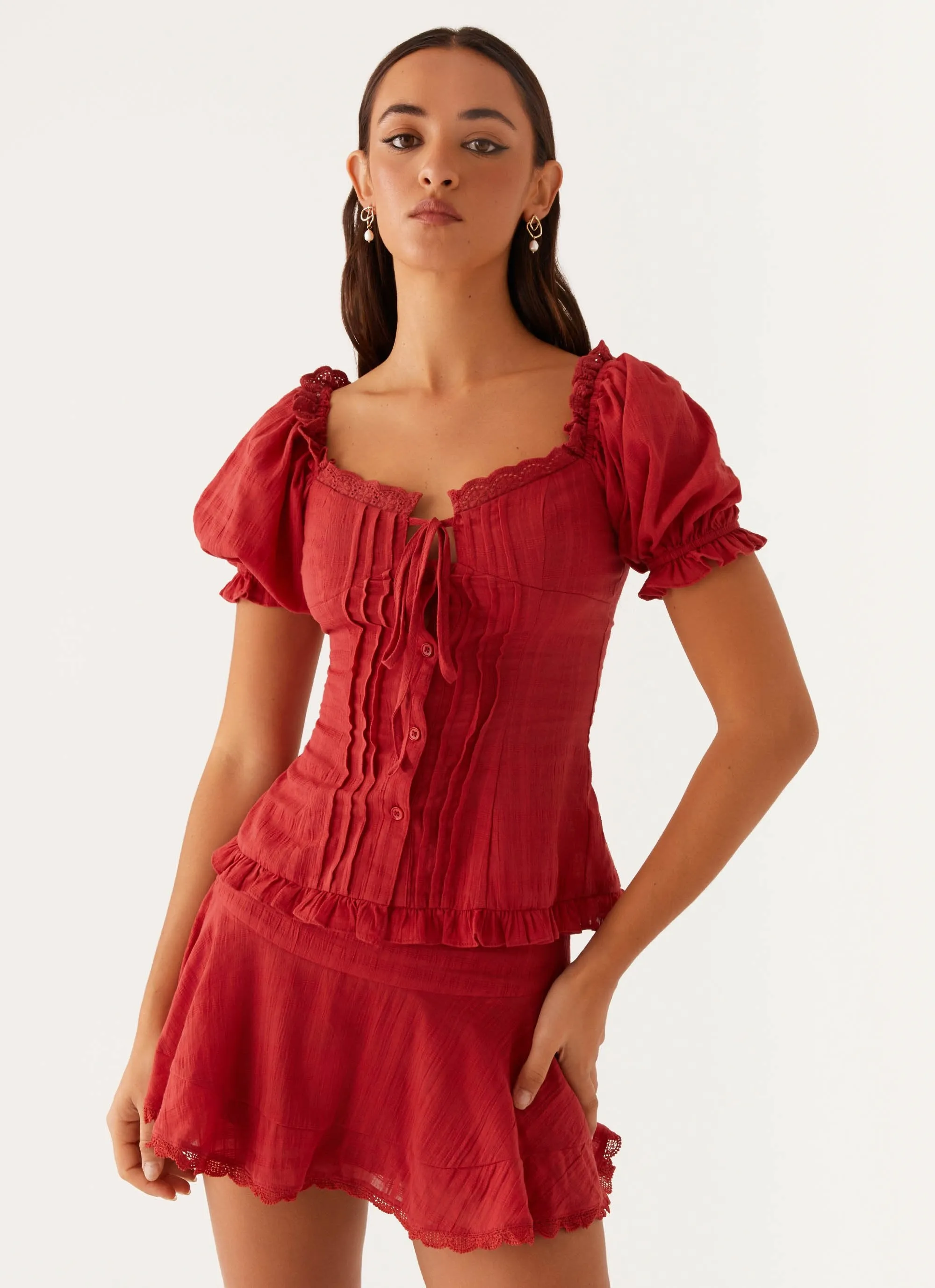 Hundred Percent Mini Skirt - Red Oversized style