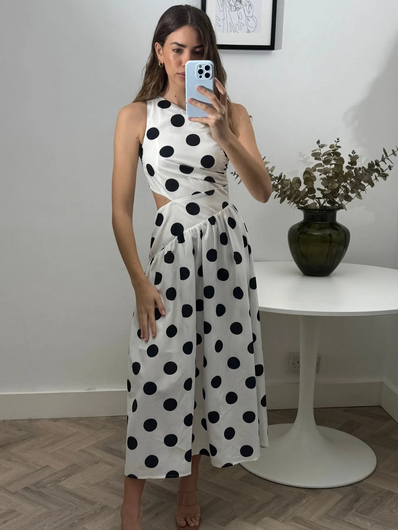 Jasmine Cut Out One Shoulder Dress in Mono Soft Material