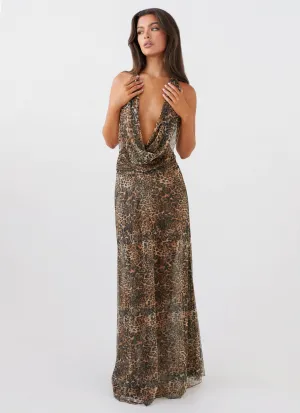 Elysia Mesh Maxi Dress - Leopard Cozy Option