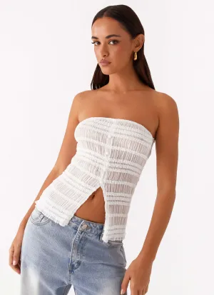 Hypoallergenic Lining Next Time Shirred Strapless Top - White