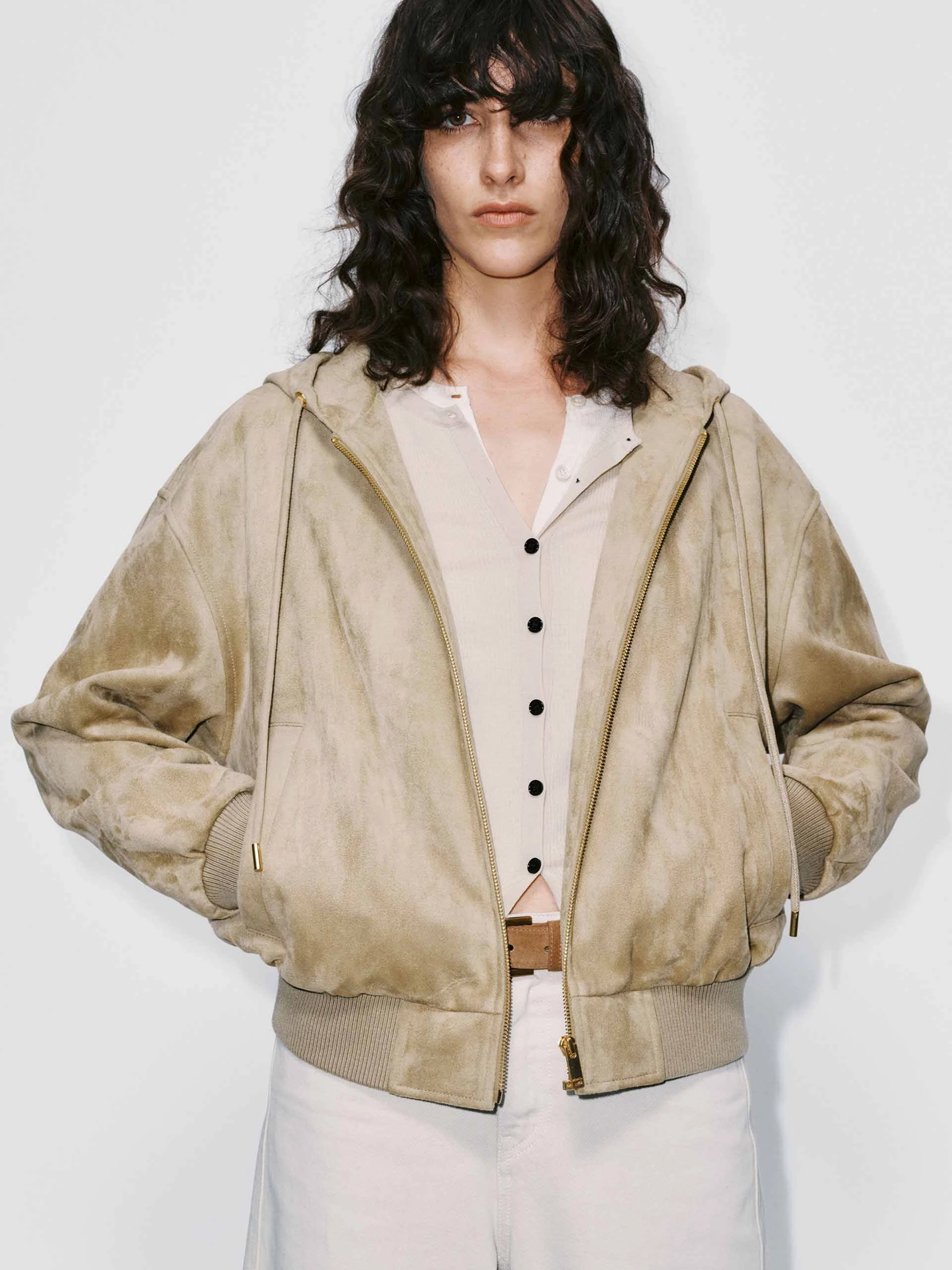 Versatile Fit Layer Faux Suede Hooded Coat