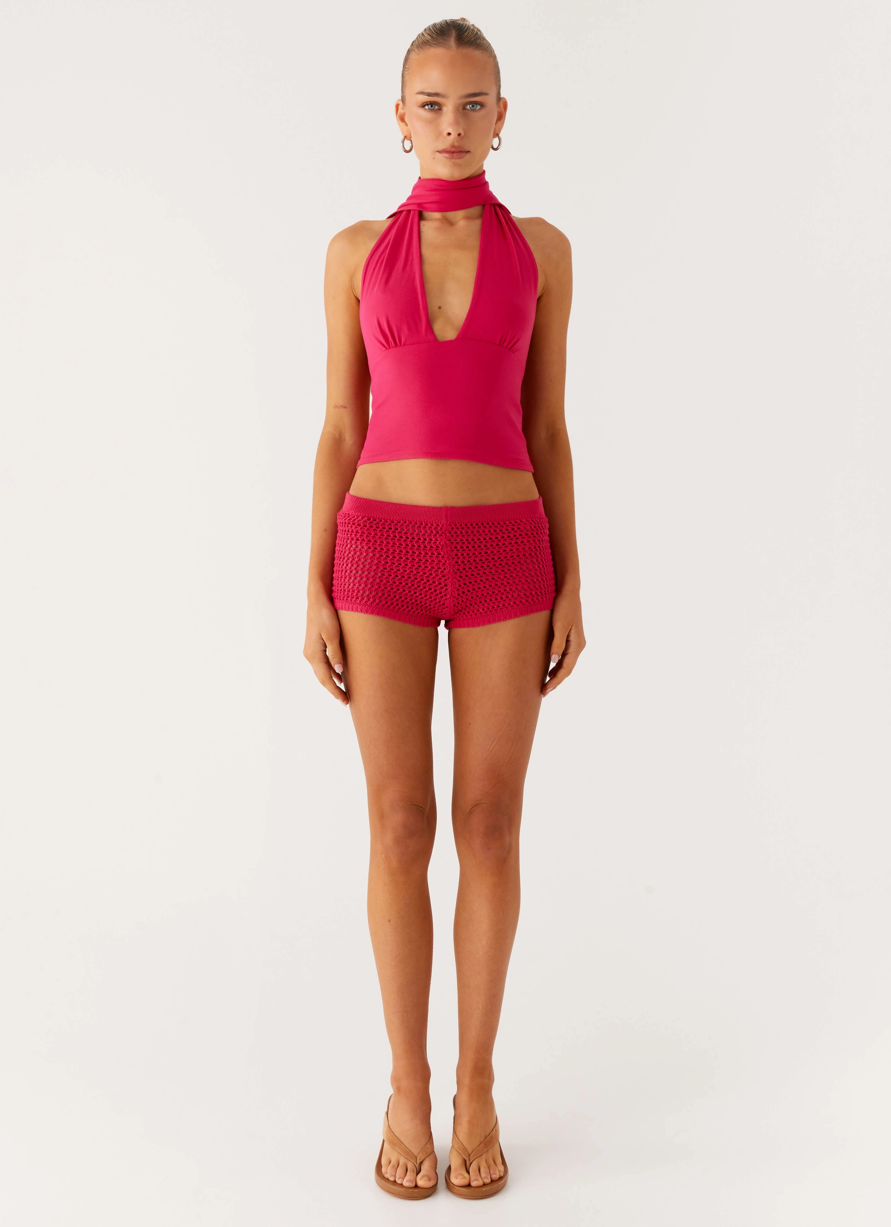 Lukella Crochet Mini Short - Hot Pink windproof Movement Fit