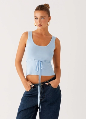 Macall Knit Tank - Blue DoubleStitchedHem