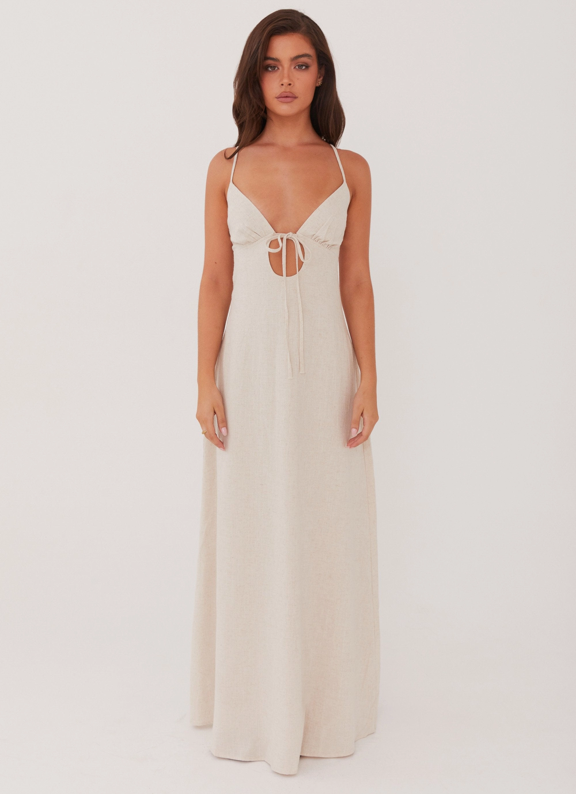 LightweightMaterial Flora Linen Maxi Dress - Oatmeal