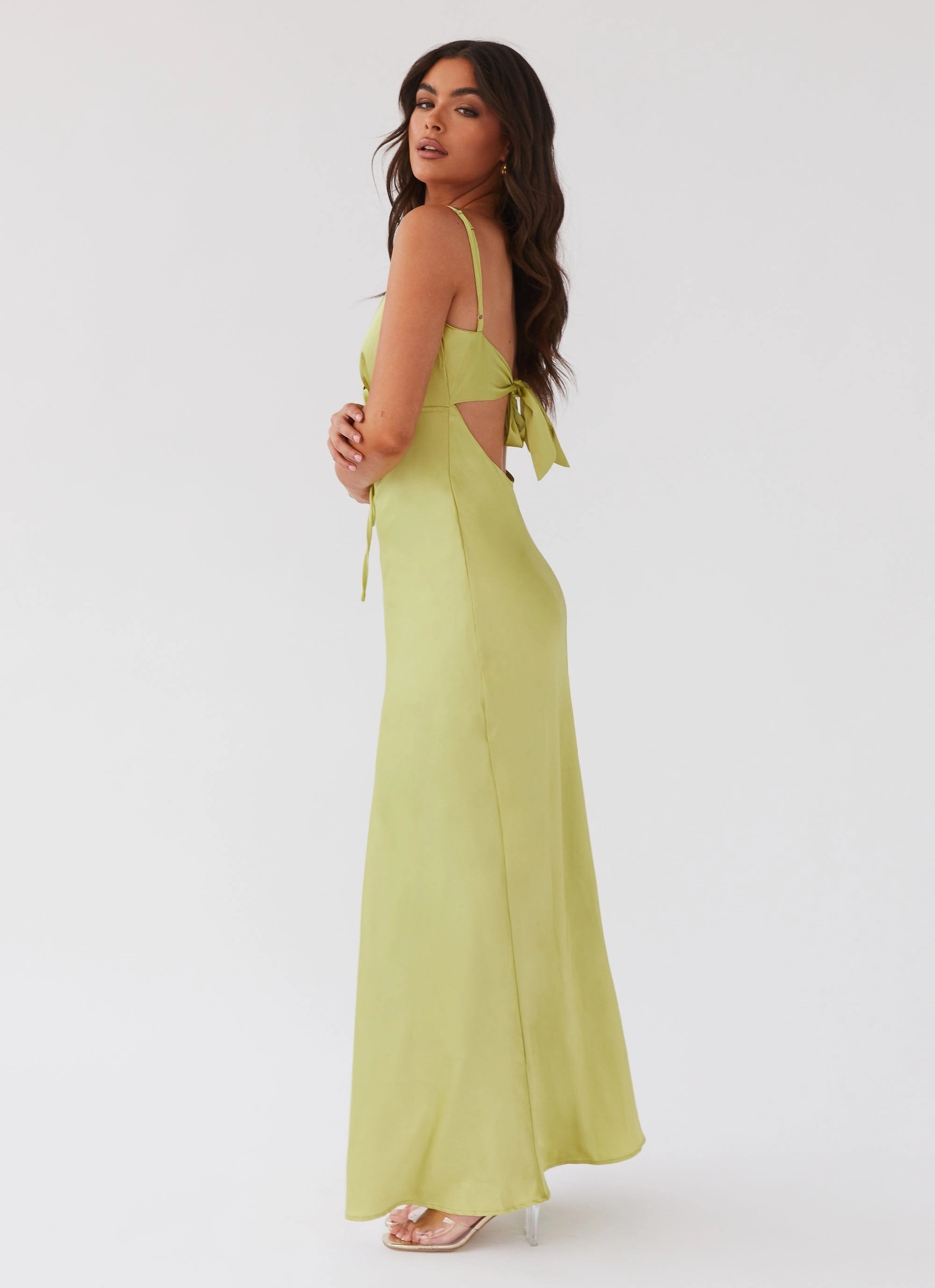 Relax Feel Flora Satin Maxi Dress - Green Expectations