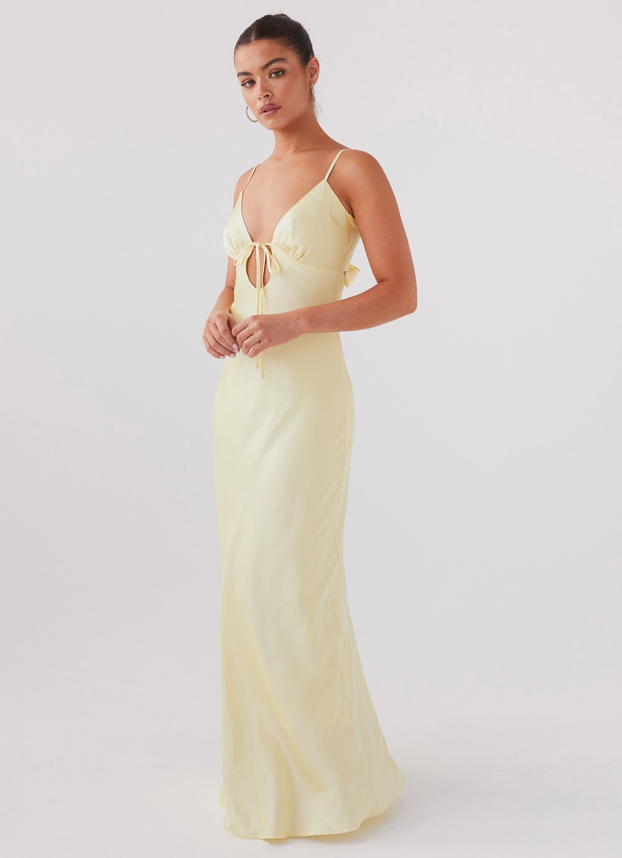 Flora Satin Maxi Dress - Lemon Tailored Piece