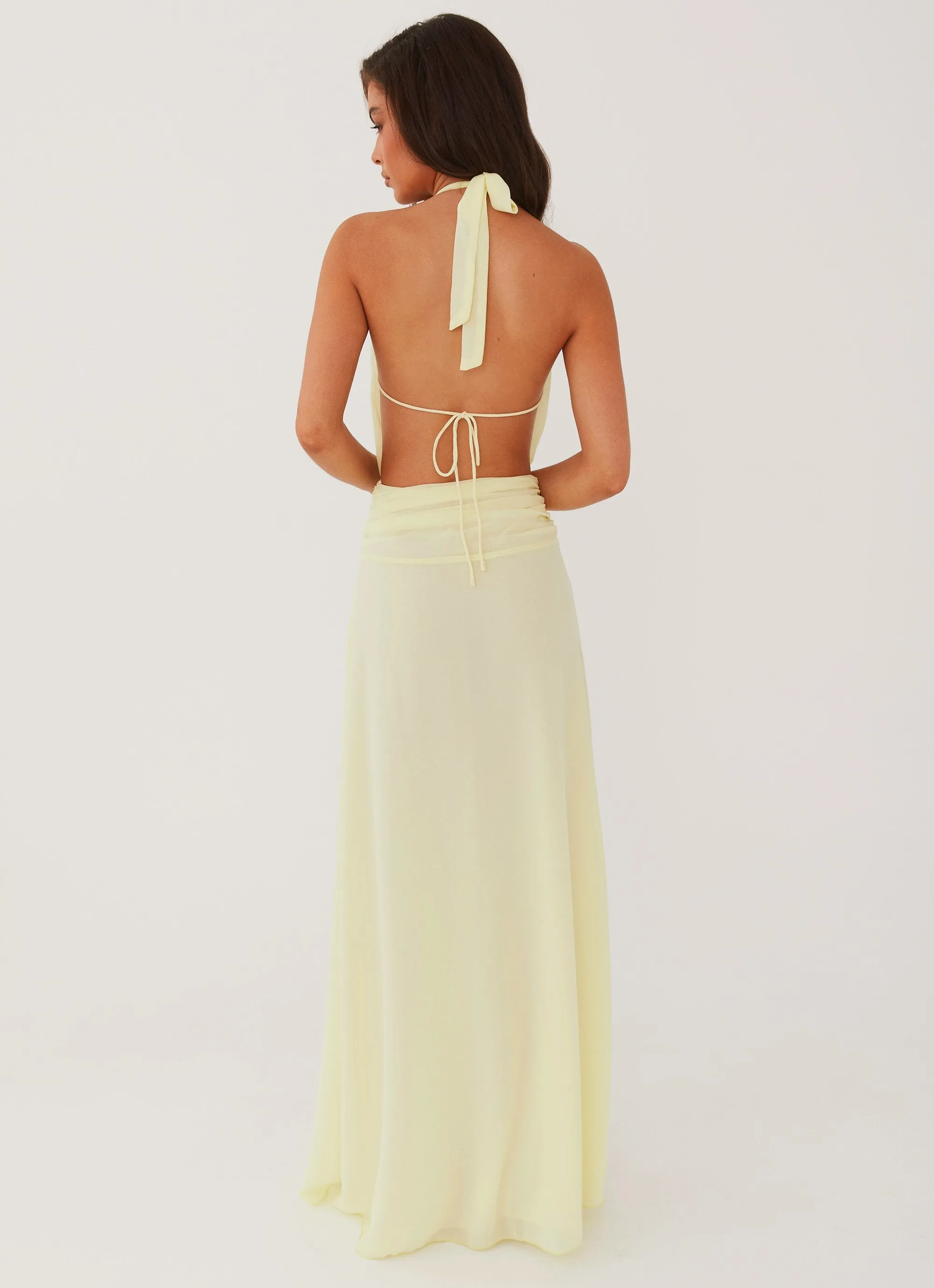 Outerwear Companion Elysia Chiffon Maxi Dress - Lemon