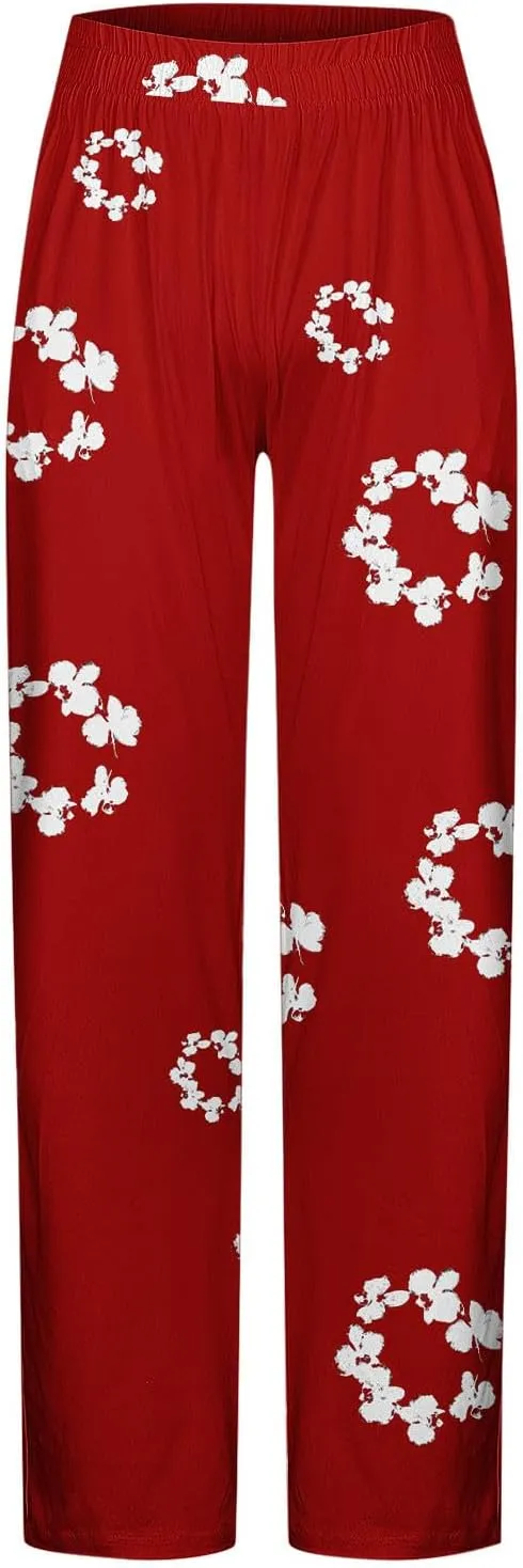 Floral Print Casual Lightweight Drying Quick Pants for Men Active Joggers Elastic Waist Trousers Loose Outdoor Pant