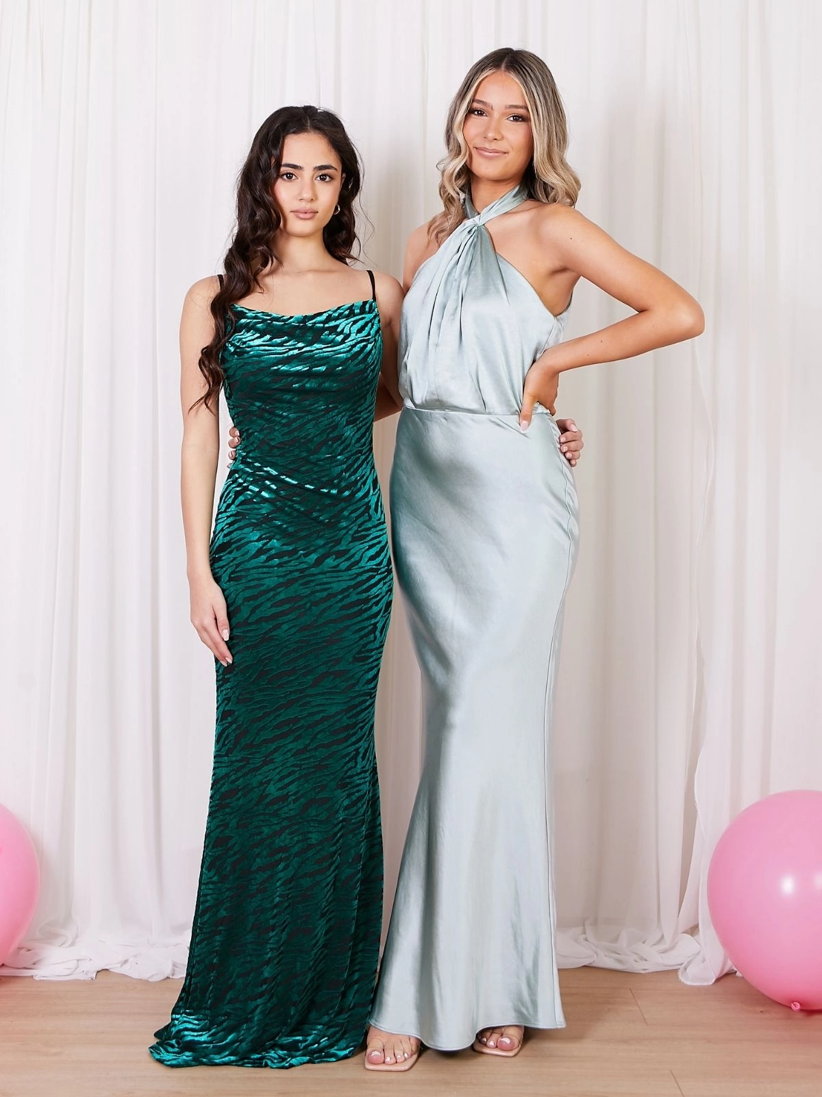 Elegant Piece Twist Neck Satin Maxi Dress / Sage
