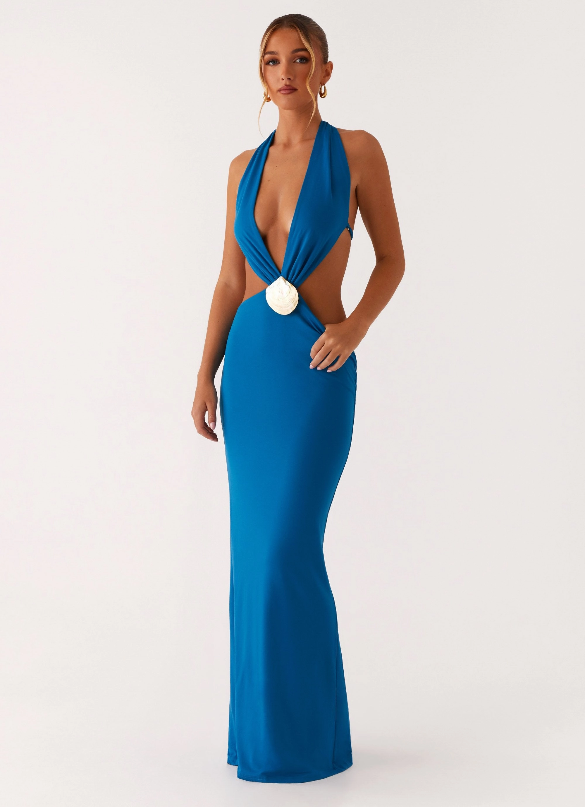 Young Edge Charming Style Flossy Maxi Dress - Royal Blue