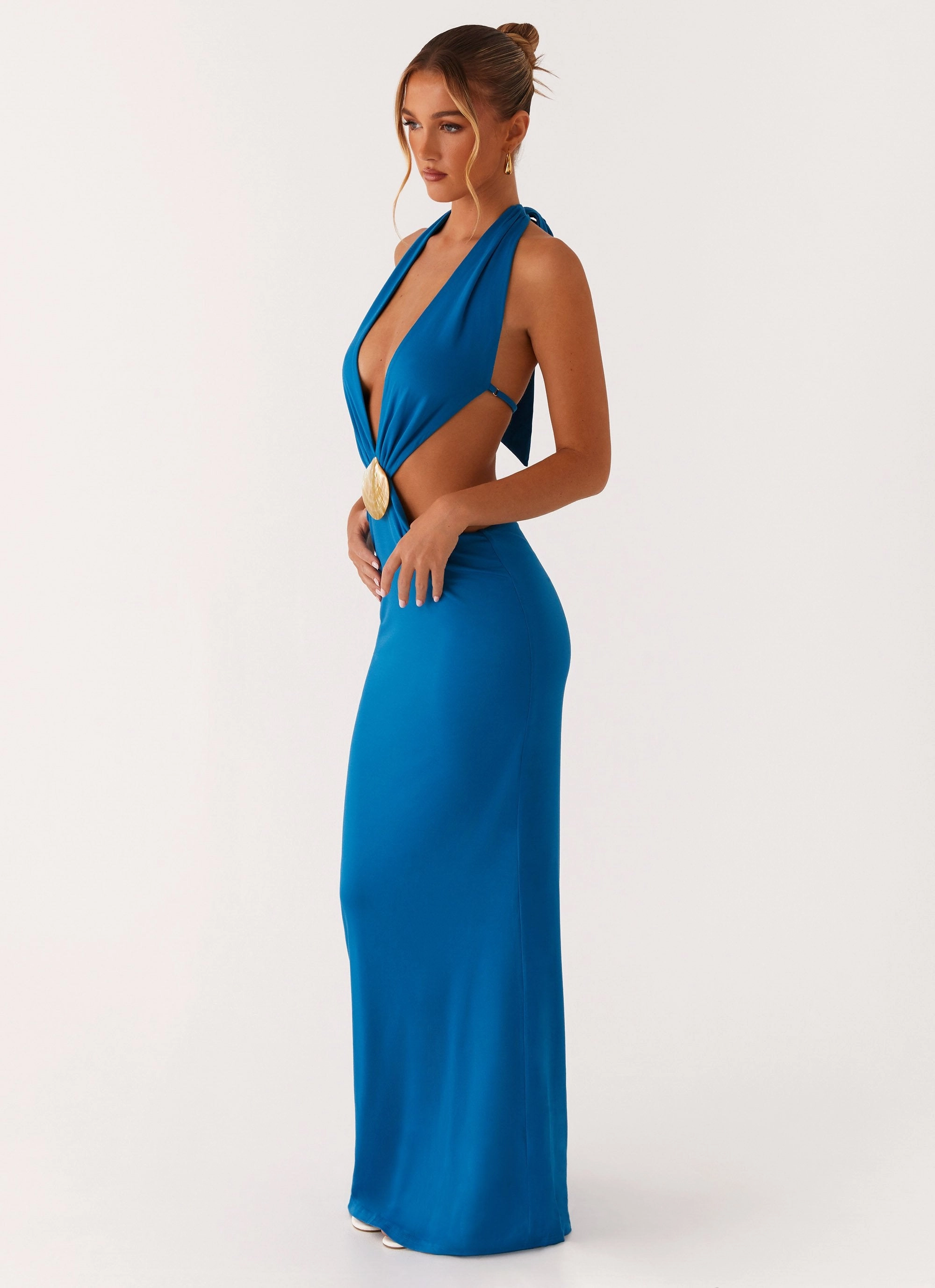 Tie-dye Minimal Cut Flossy Maxi Dress - Royal Blue