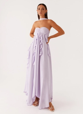 Florence Maxi Dress - Lilac Smart Lines Calm Tone