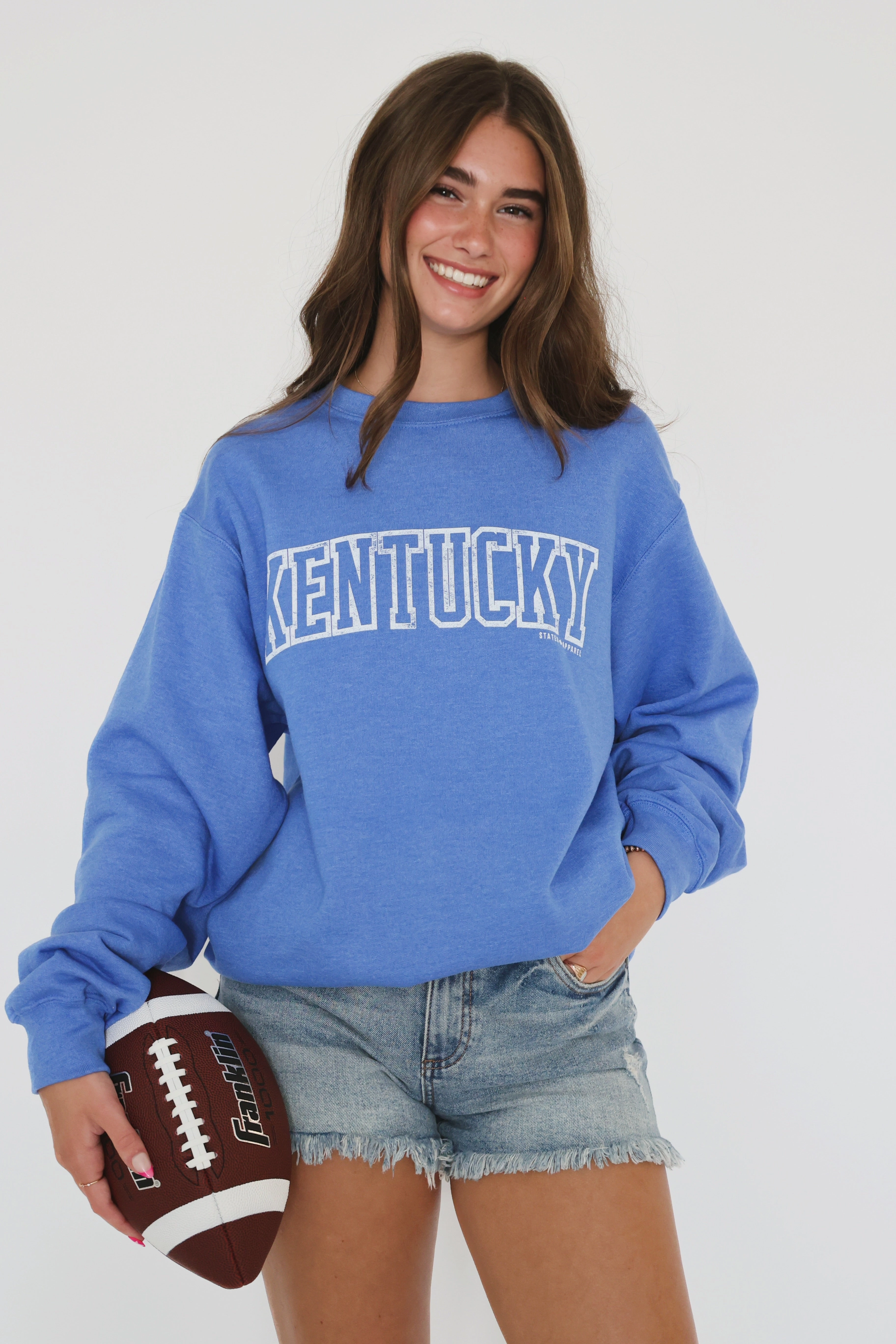 Kentucky Color Sweashirt- Blue Raw Edge Finish