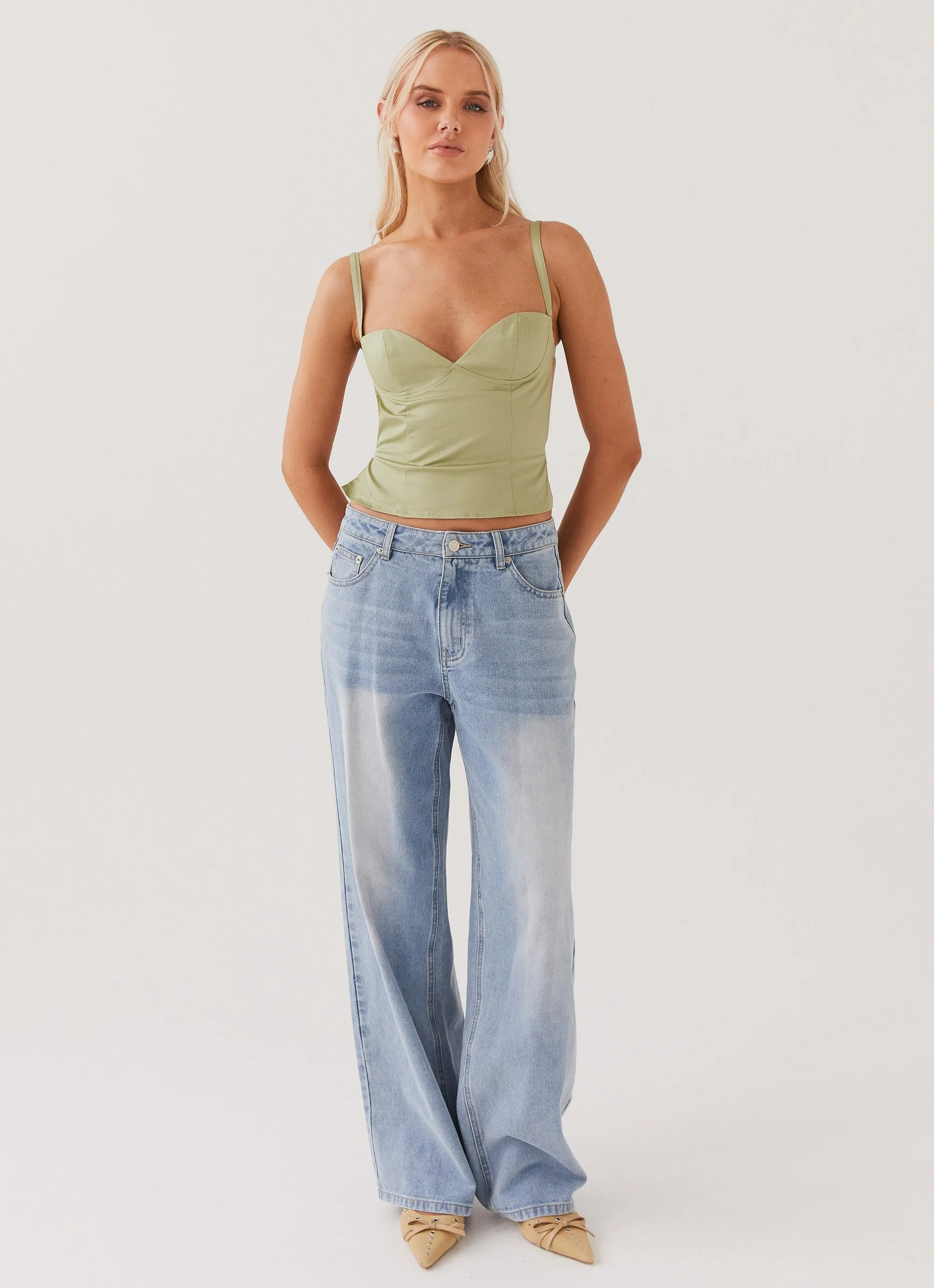 Naomi Backless Top - Sage Sweat Absorbent Inner Layer Soft Hoodie