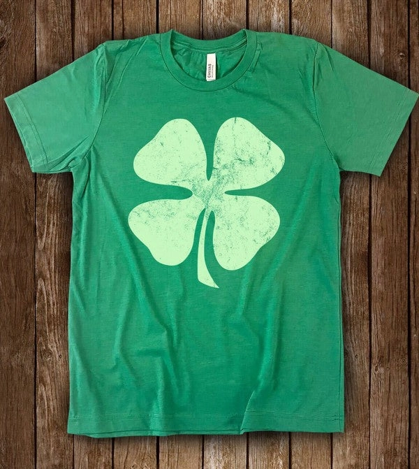 Shape Retention Fabric Elasticated Trim Four Leaf Clover Graphic Tee(final sale)
