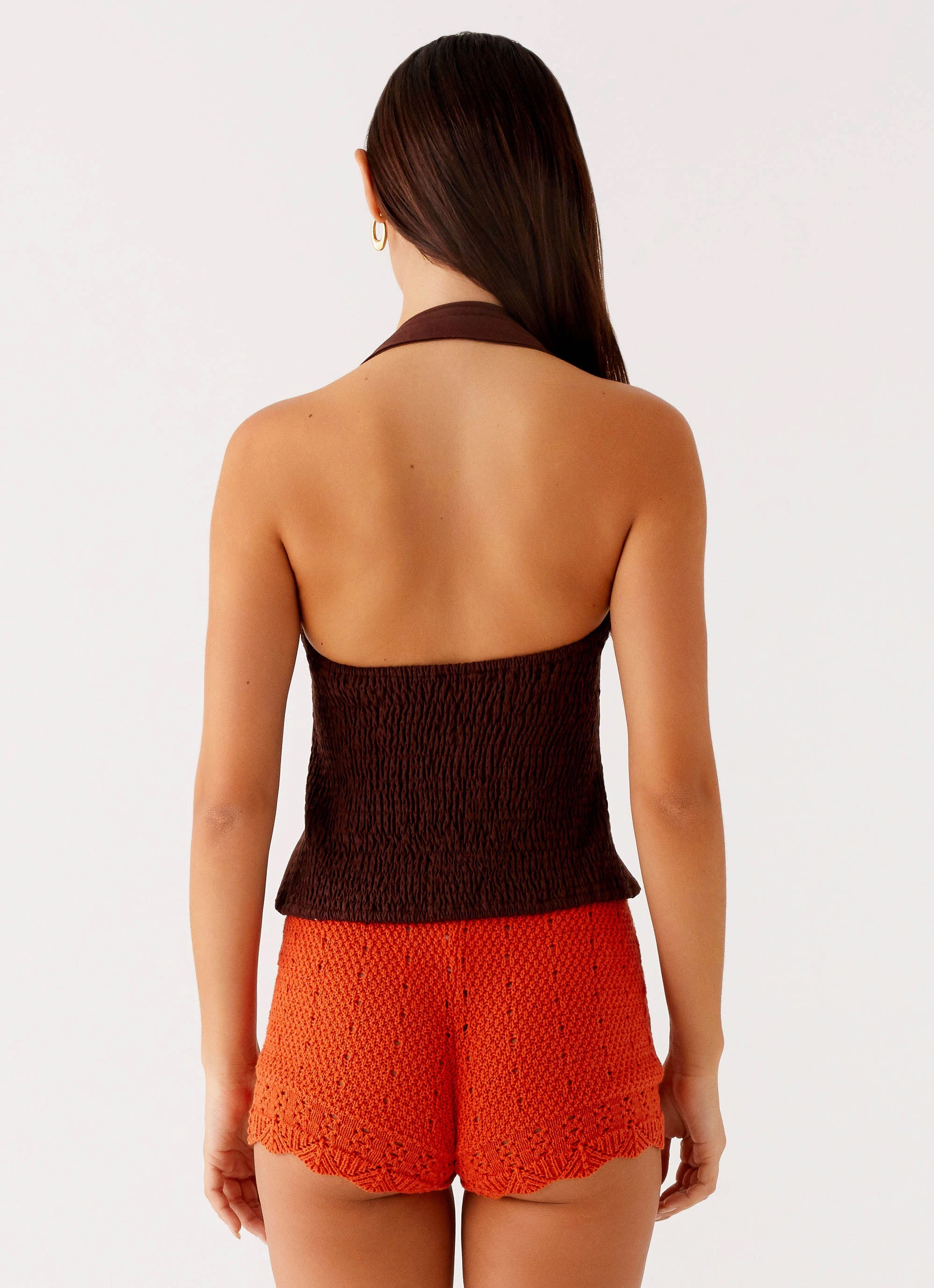 HighRiseWaistband Anti Pilling Treatment Oakley Low Rise Mini Shorts - Orange