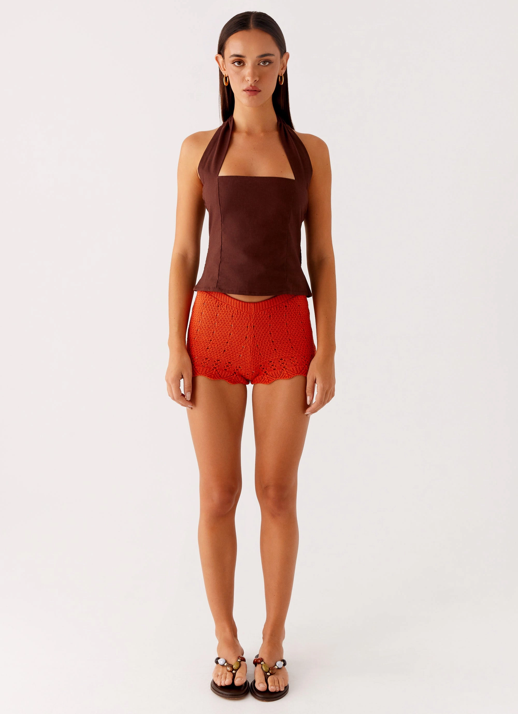 Sweat Wicking Lining Flex Fit Oakley Low Rise Mini Shorts - Orange