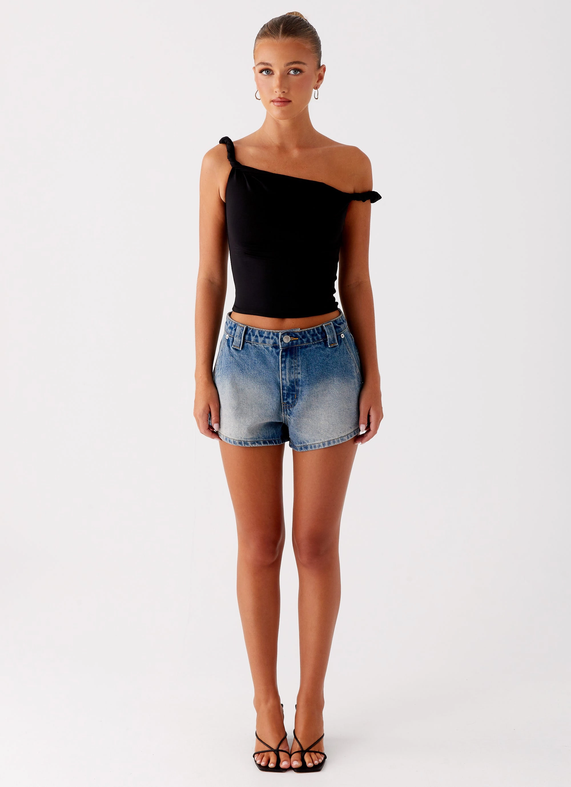 Frida Denim Shorts - Vintage Wash Blue High Waist
