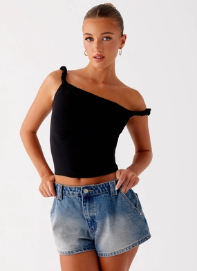 breathable panels Frida Denim Shorts - Vintage Wash Blue