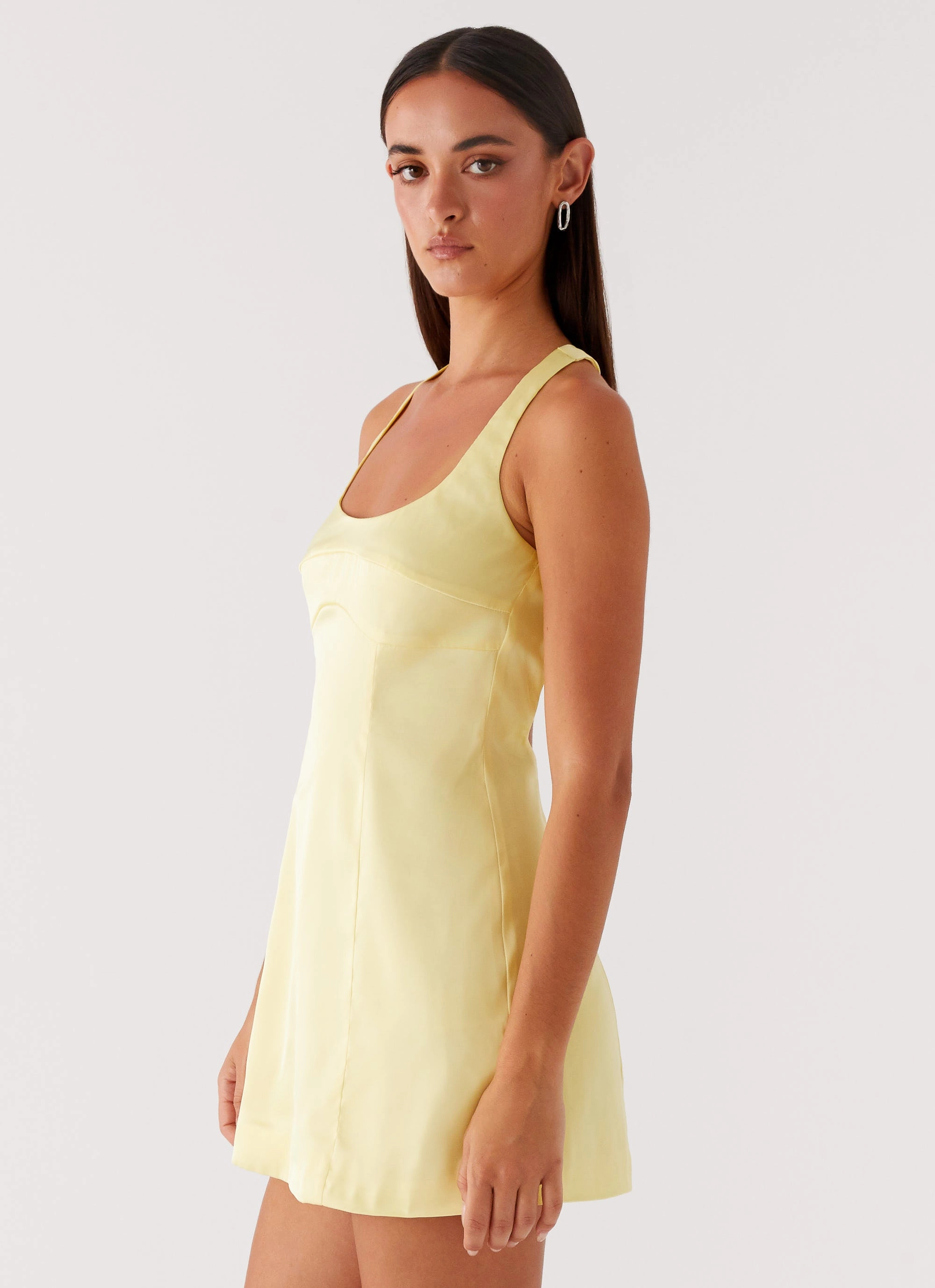 Minimal Details Freefall Satin Mini Dress - Yellow