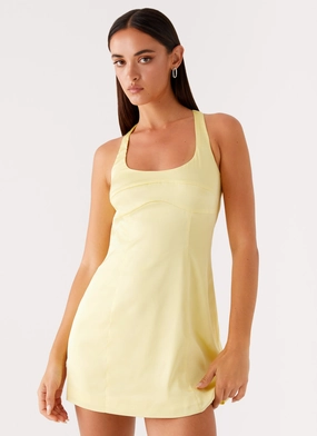 Freefall Satin Mini Dress - Yellow Grace Walk Relax Style