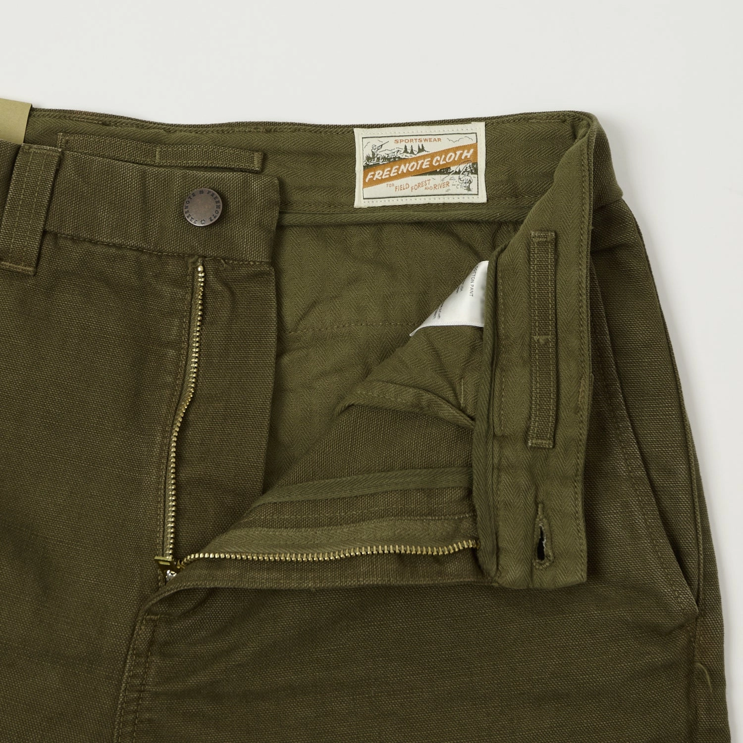 High-waisted fit Freenote Cloth Heavyweight 14oz Slub Deck Pant - Army Green