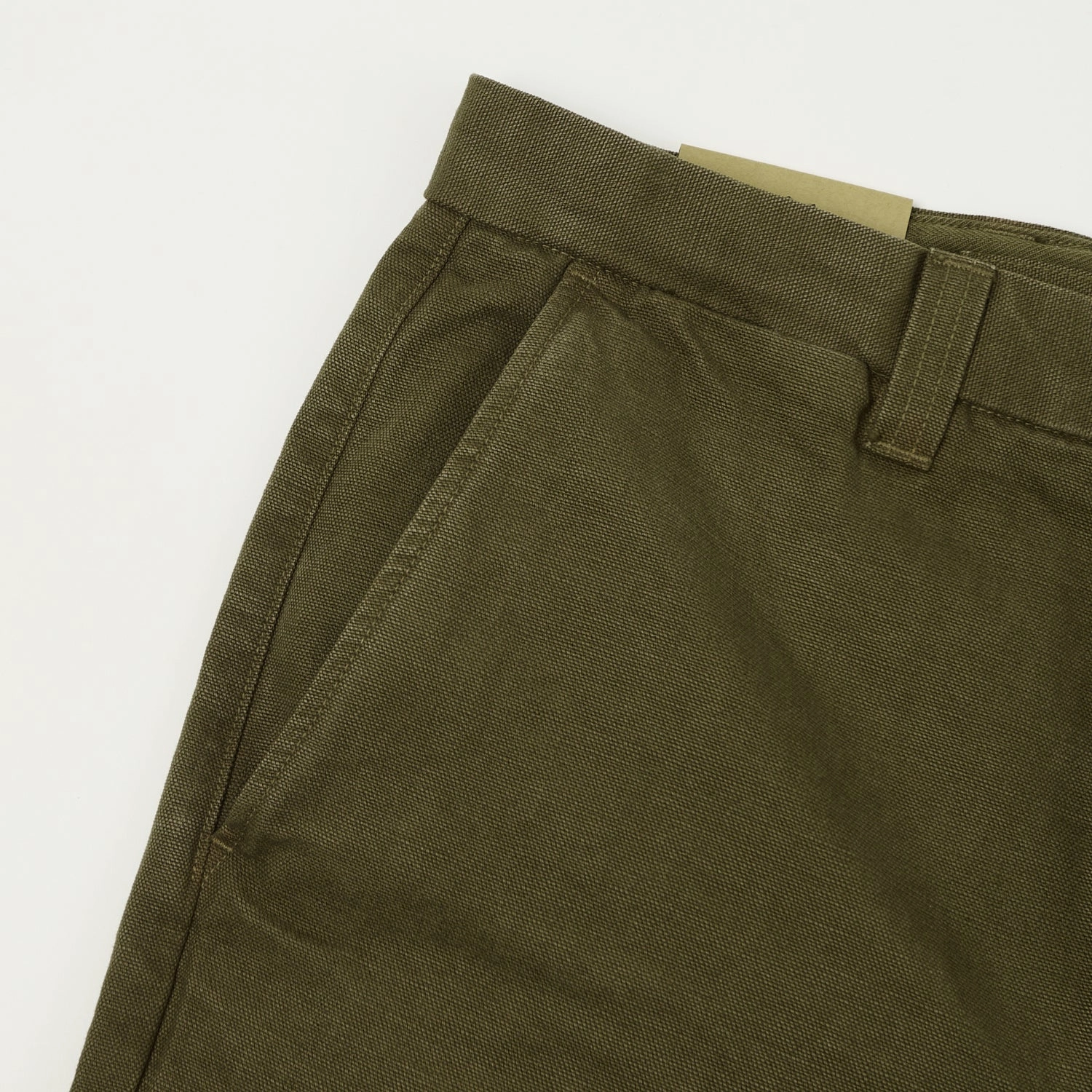 Freenote Cloth Heavyweight 14oz Slub Deck Pant - Army Green Essential Waist Lined interior