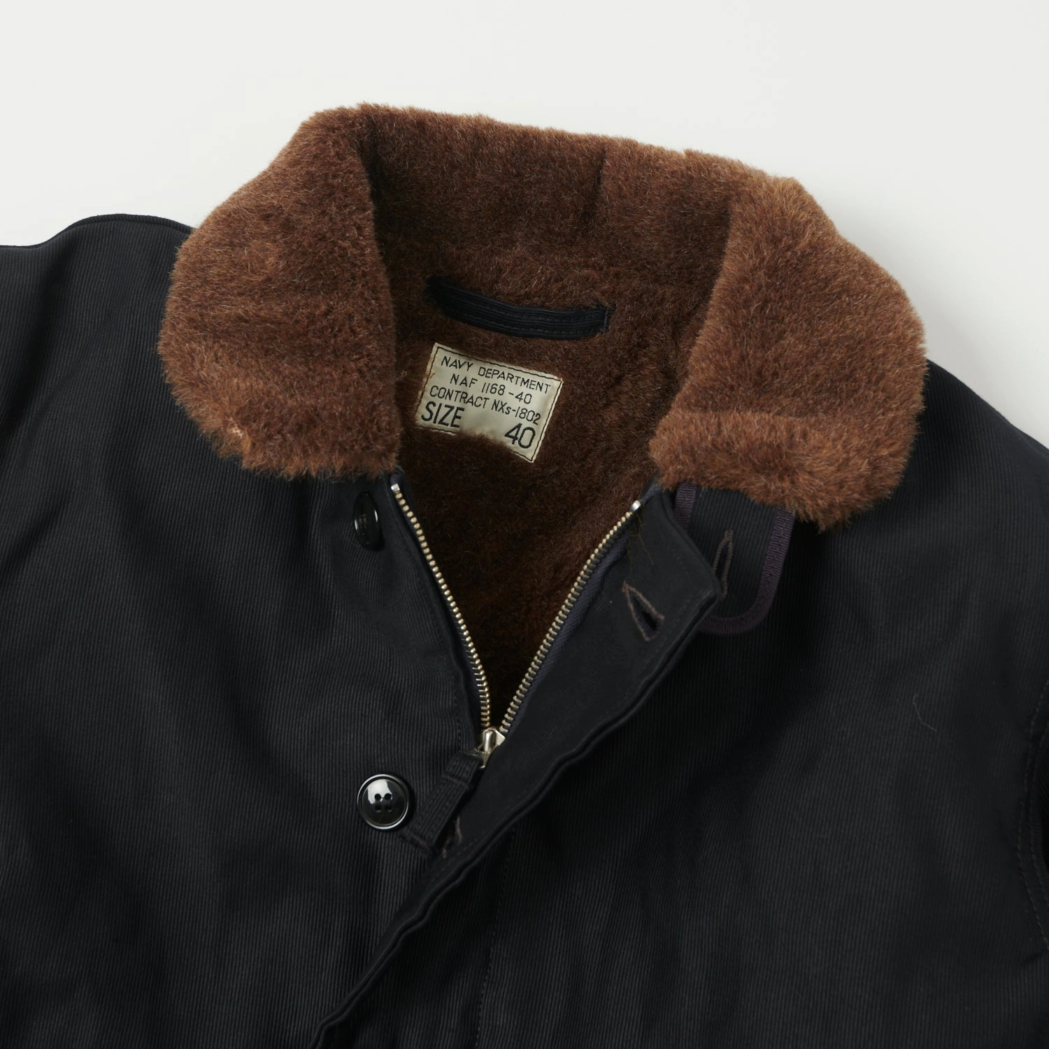 Convertible Silhouette No Collar Freewheelers & Co 1940's Type N-1 Deck Jacket - Dark Navy