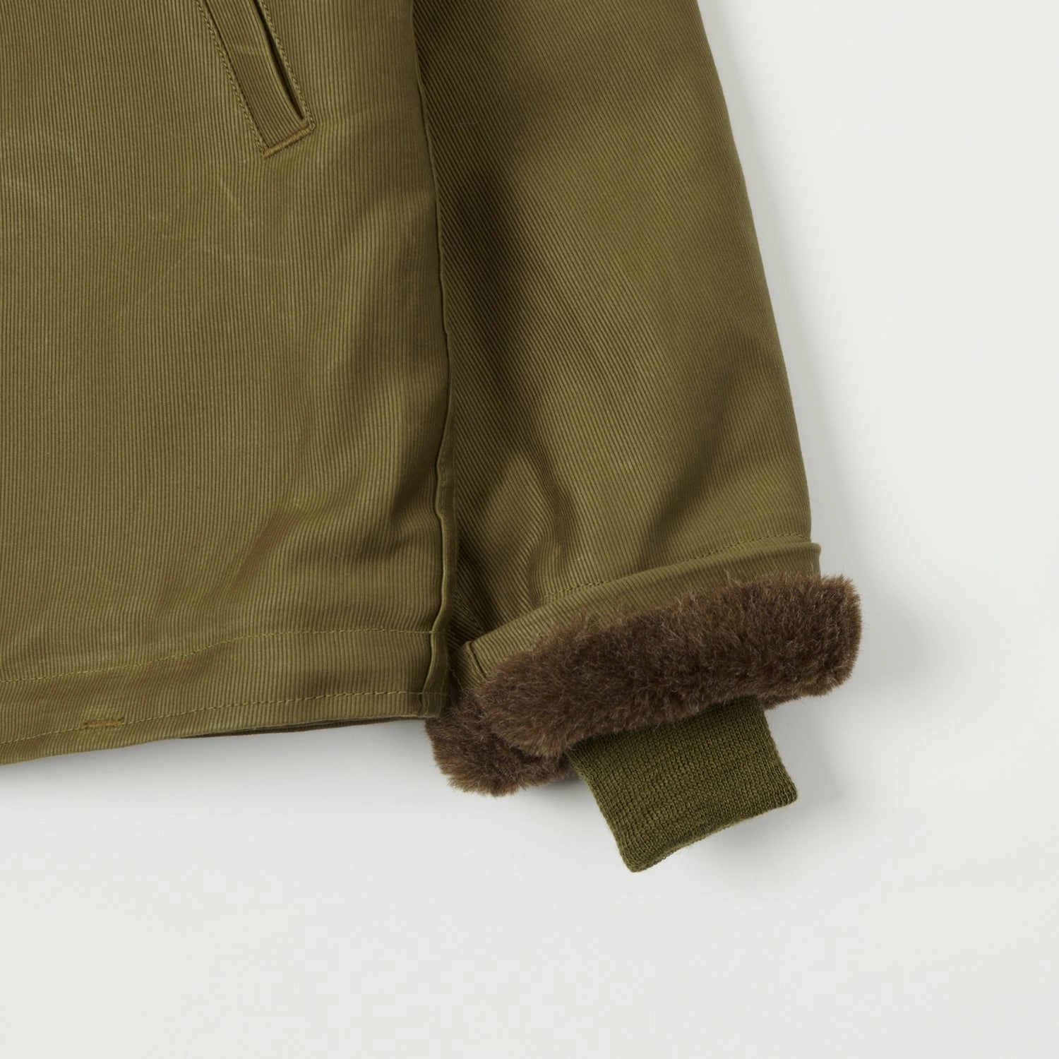 Freewheelers & Co 1940's Type N-1 Deck Jacket - Khaki/Beige Adjustable Cuff System Stretch Comfort Design