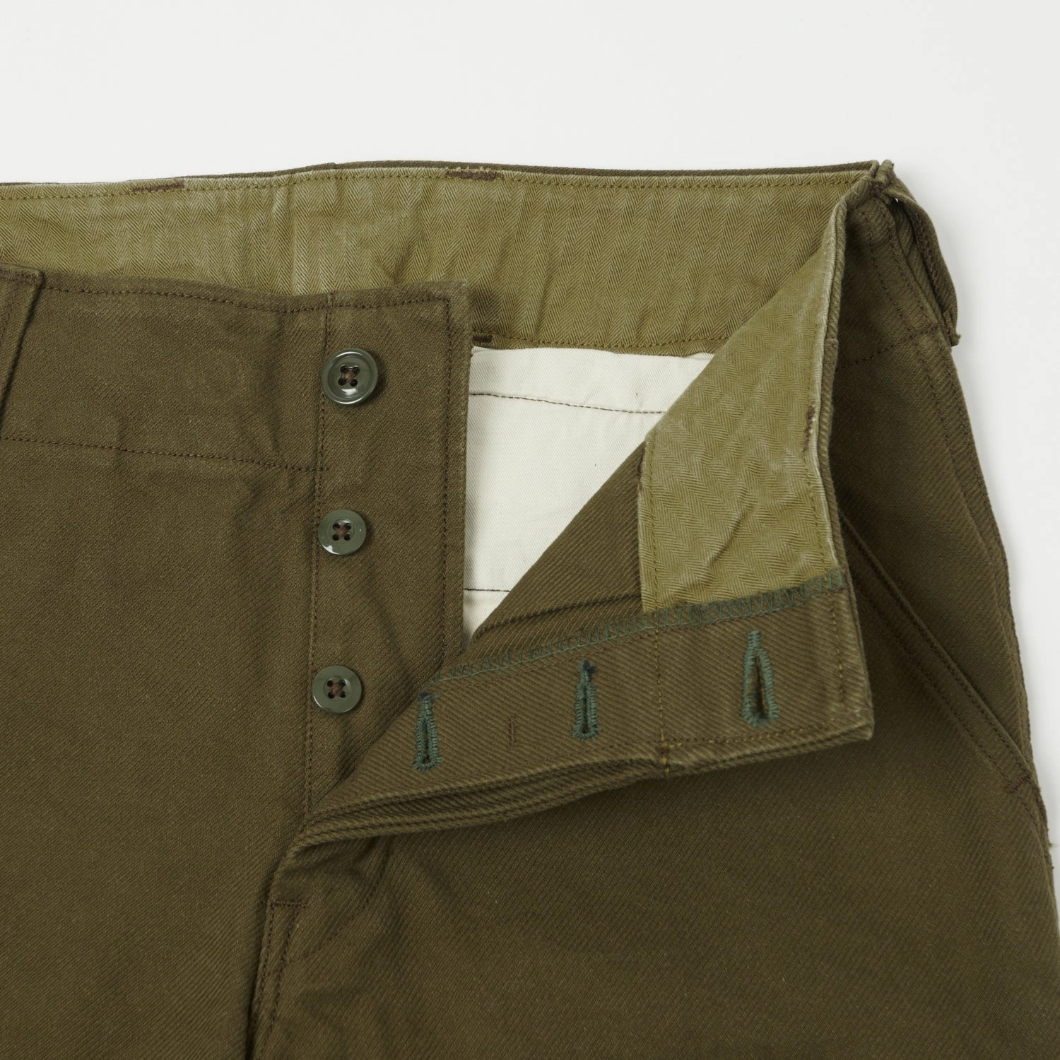 Freewheelers & Co Military 'Aviators' Trouser - Dark Olive Flexible Leg Easy Stretch