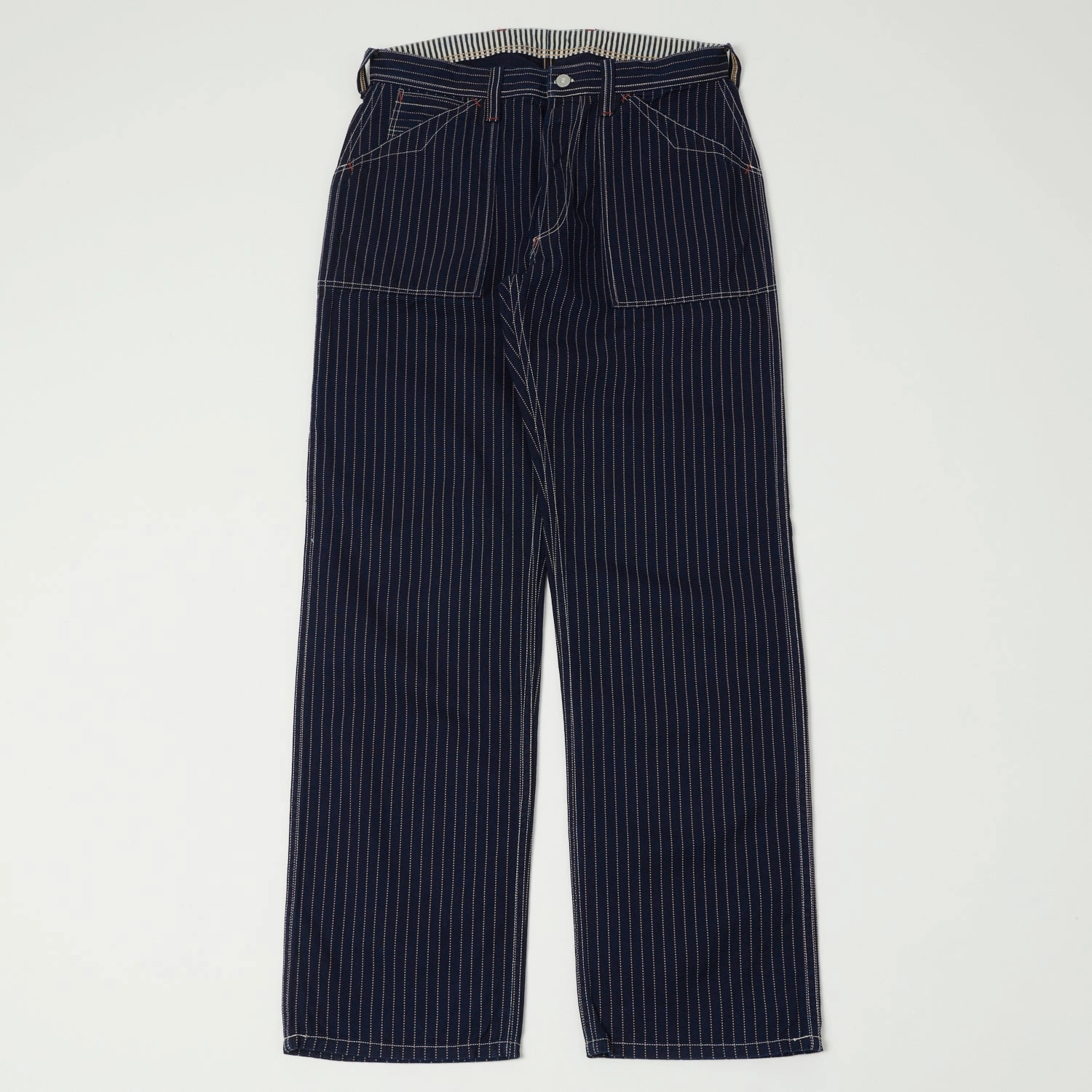 Essential Wear Practical Wear Freewheelers & Co Union Special Overalls 'Longshoreman' Overall Trouser - Indigo Wabash Stripe