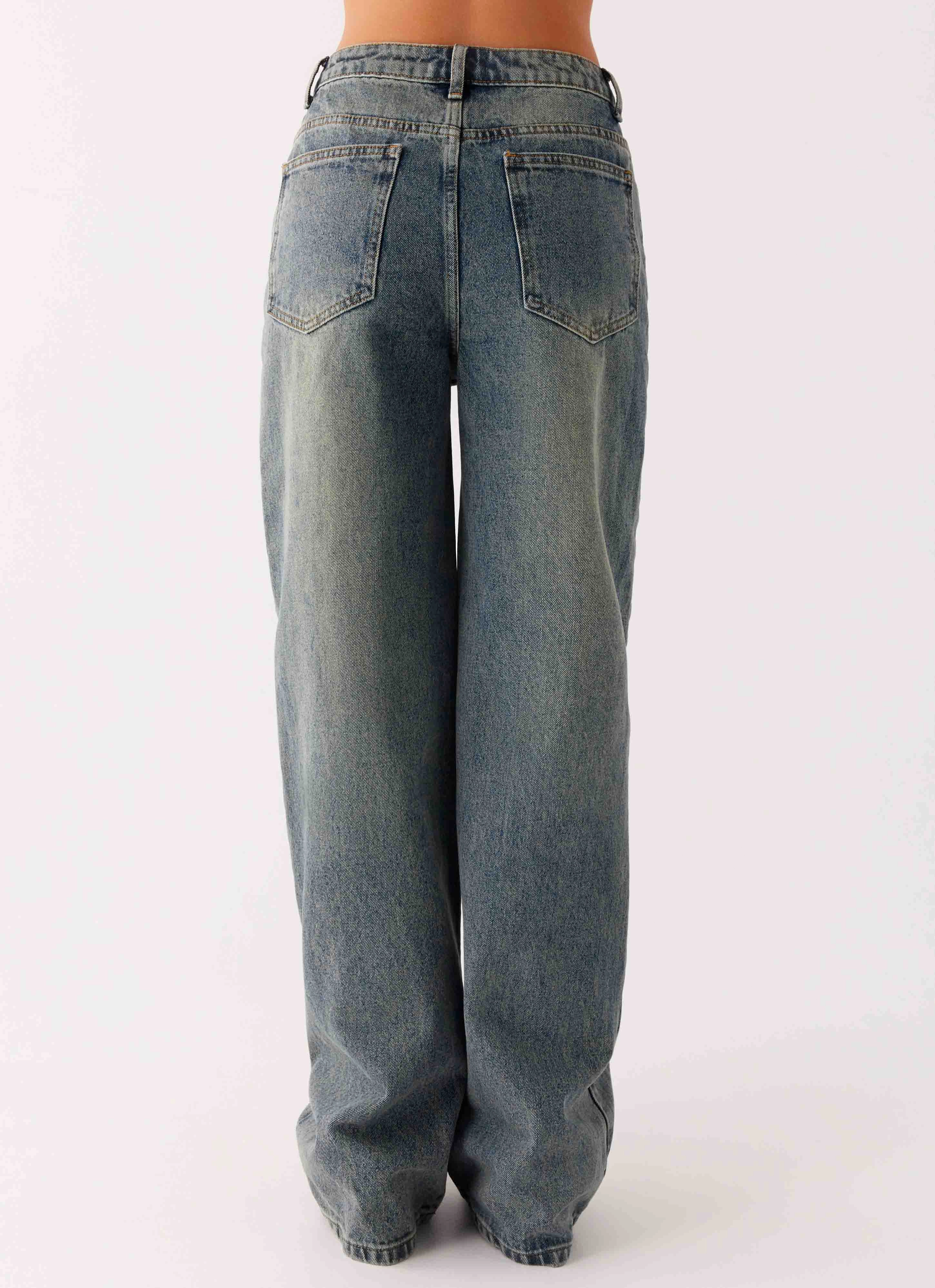 Back Again Straight Leg Denim Jeans - Dirty Wash Breathable Brunch Outfit