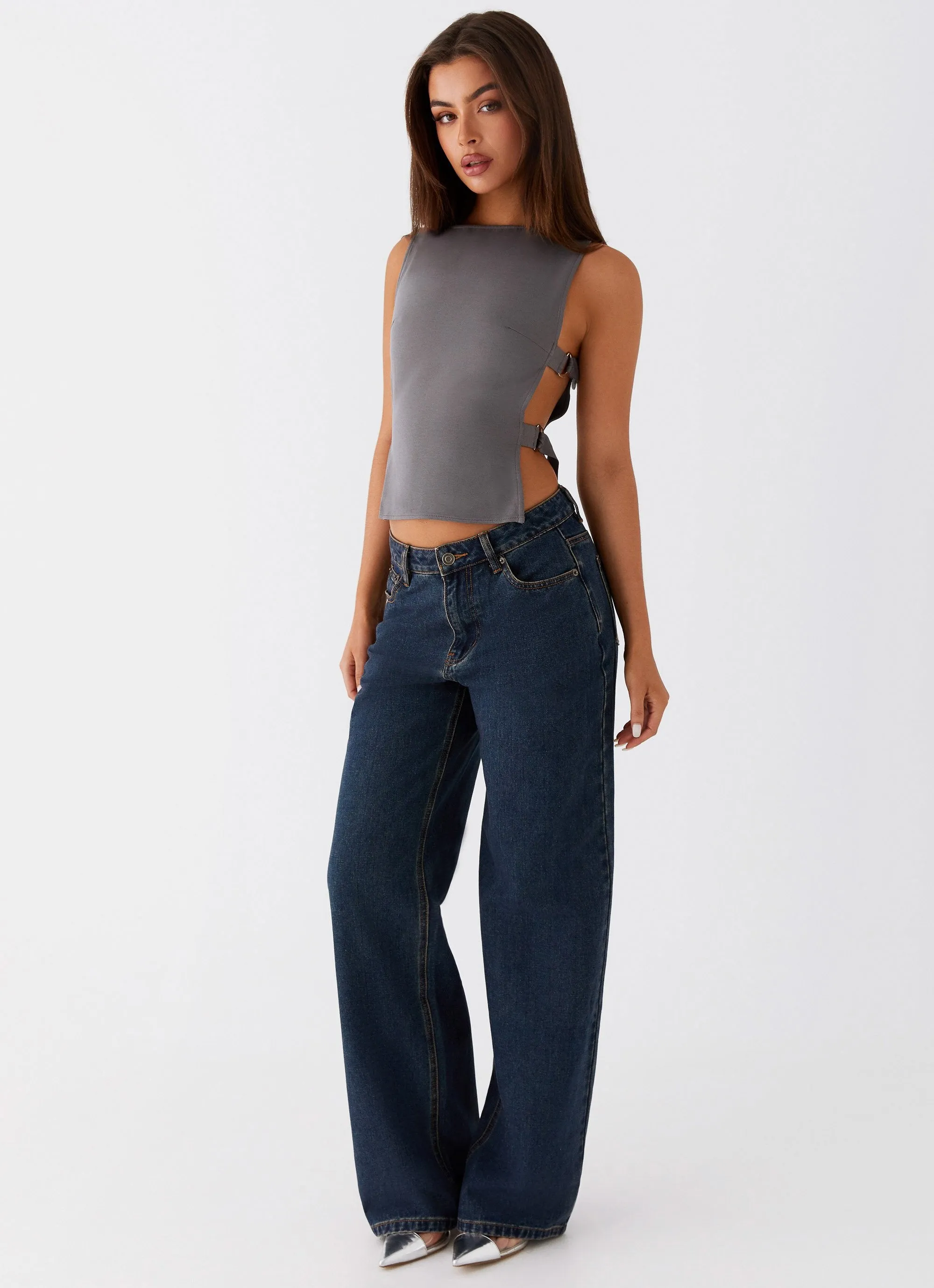 Cherish You Buckle Top - Charcoal DurableBlend