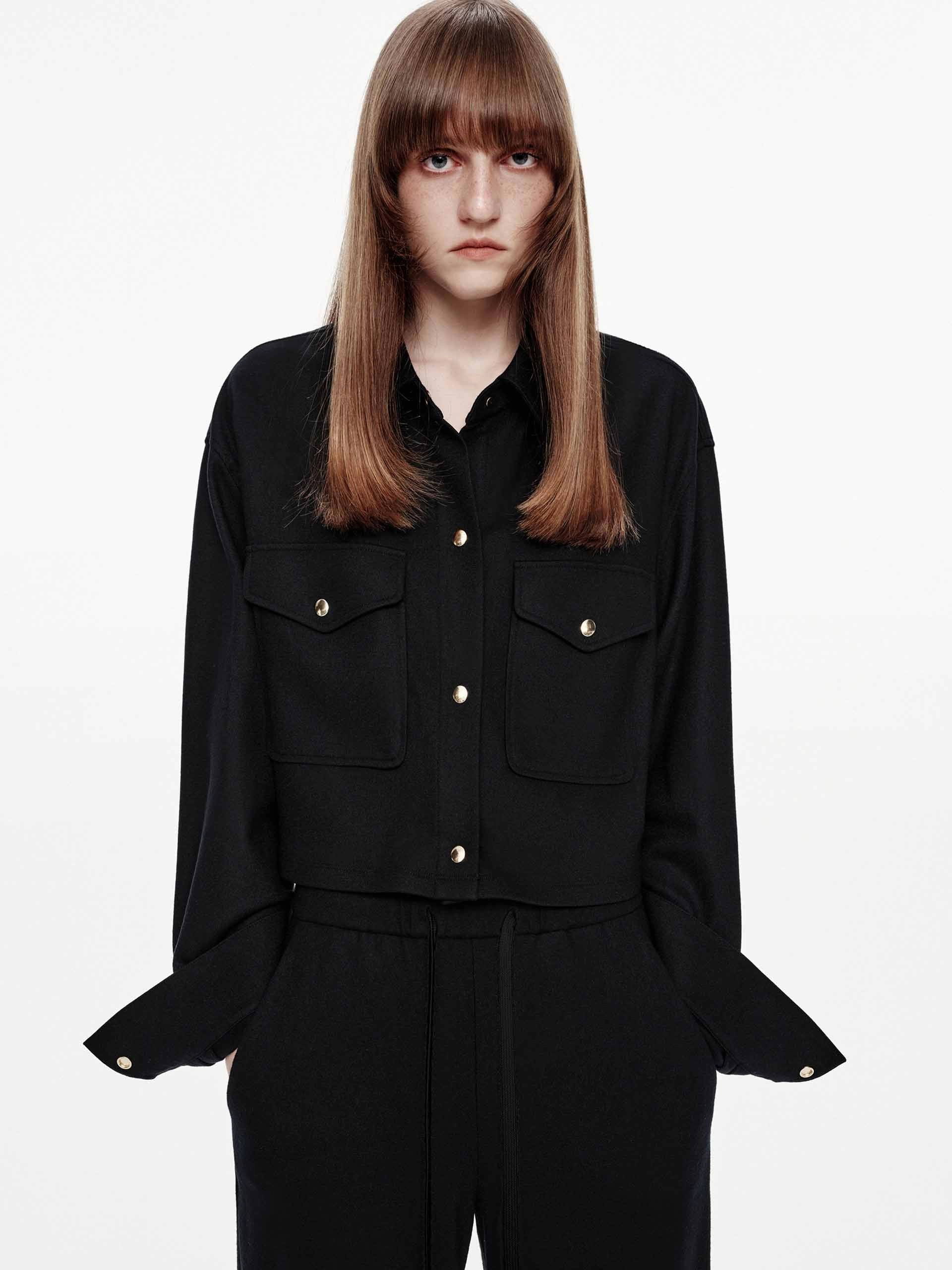 Wool Blend Cropped Jacket MeshLinedVents