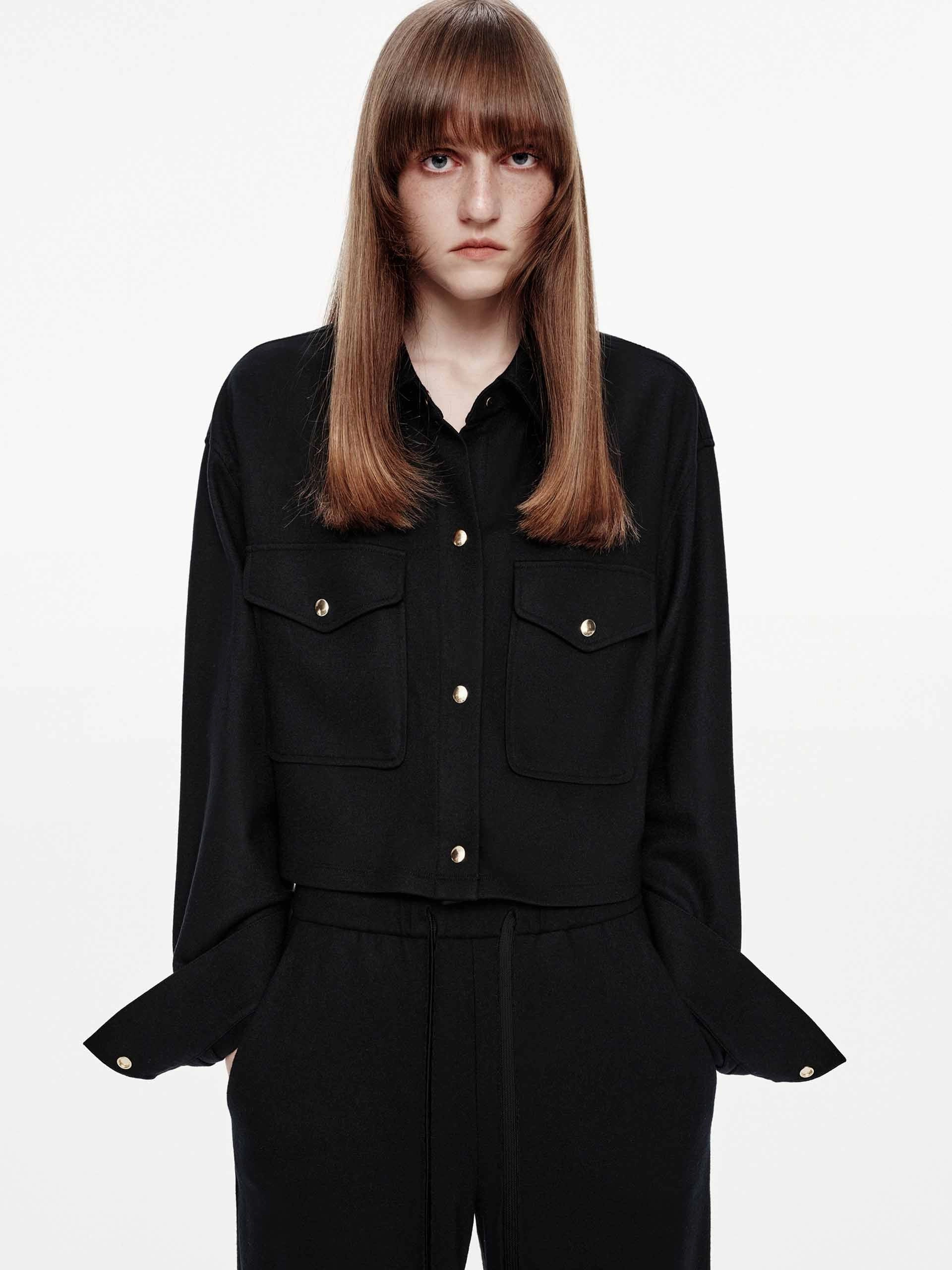 Wool Blend Cropped Jacket Moisture Wicking Inner Layer Rainy Day